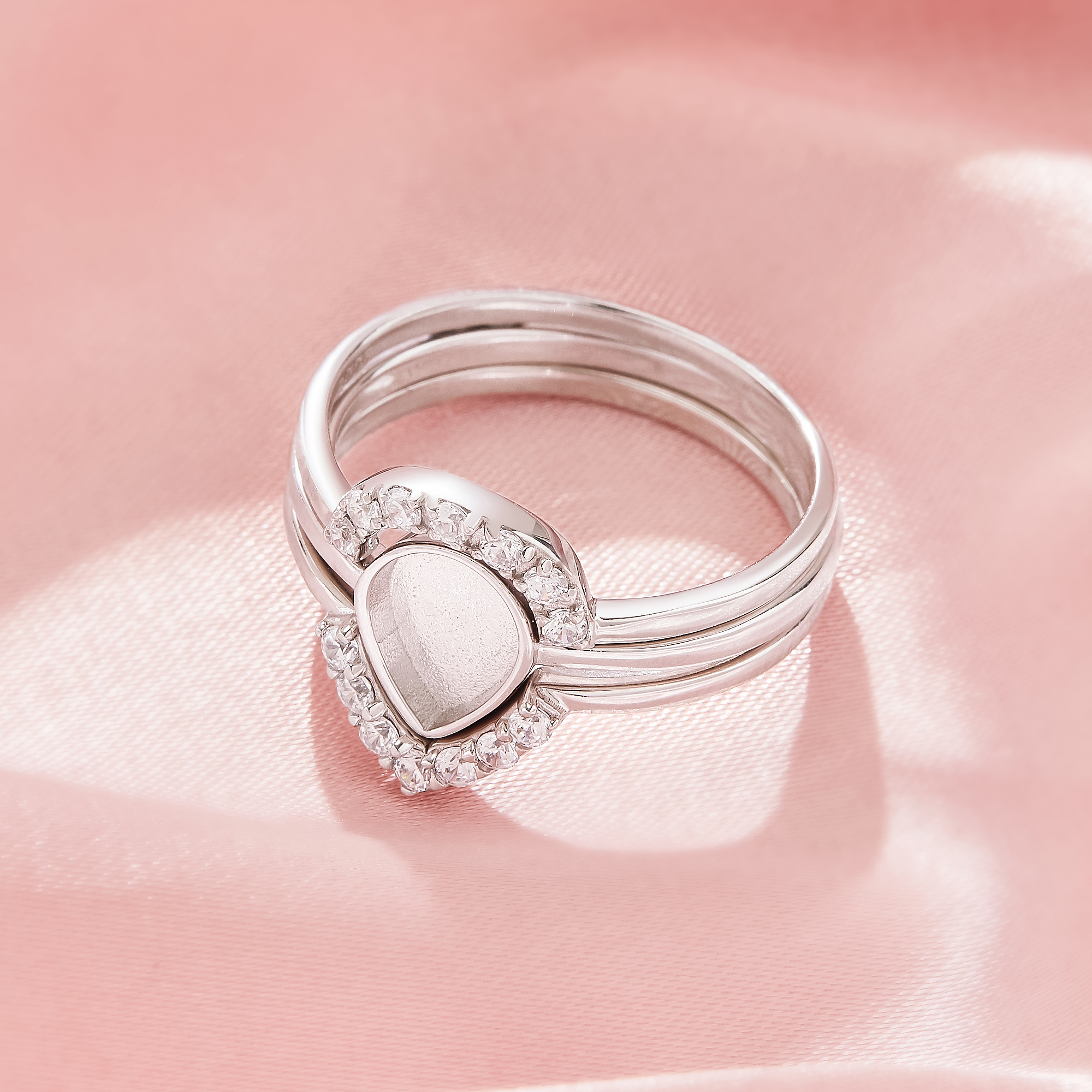 6x8MM Keepsake Breast Milk Resin Pear Bezel Ring Settings,Birthstone Solid 925 Sterling Silver Rose Gold Plated Ring,Curve Stackable Ring,DIY Ring Supplies 1295122-1