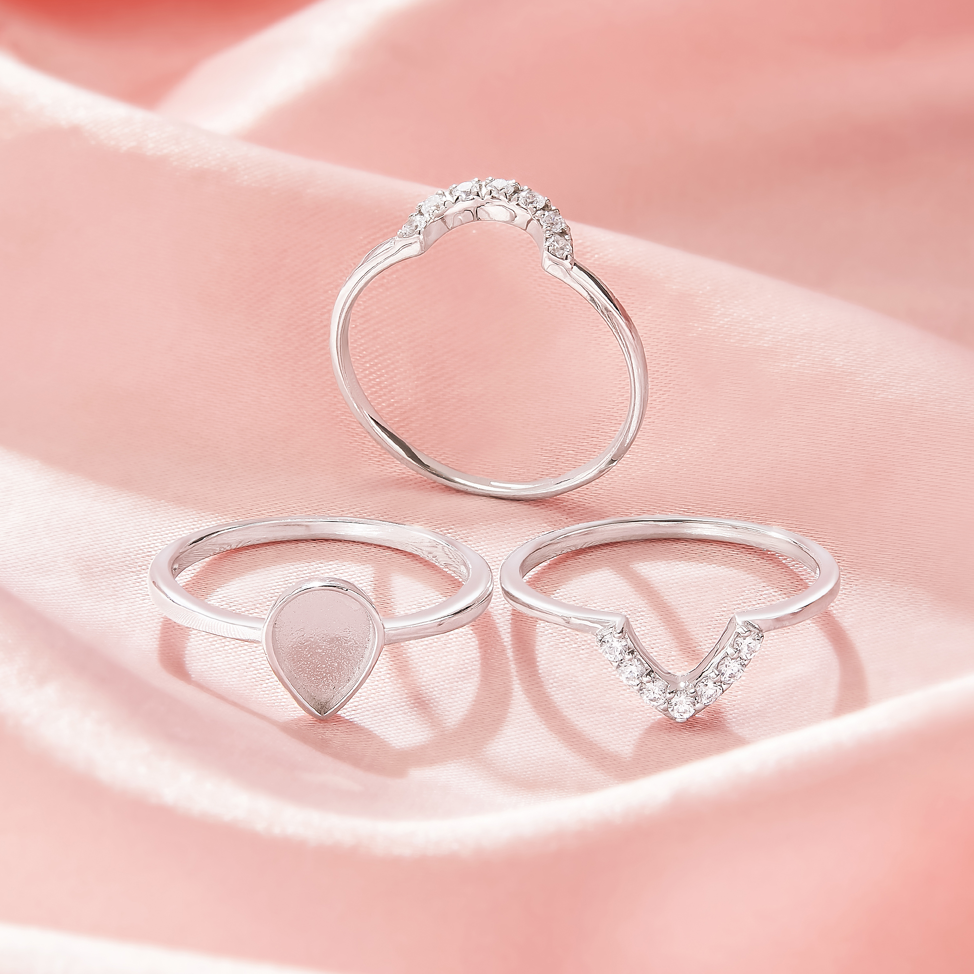 6x8MM Keepsake Breast Milk Resin Pear Bezel Ring Settings,Birthstone Solid 925 Sterling Silver Rose Gold Plated Ring,Curve Stackable Ring,DIY Ring Supplies 1295122-1