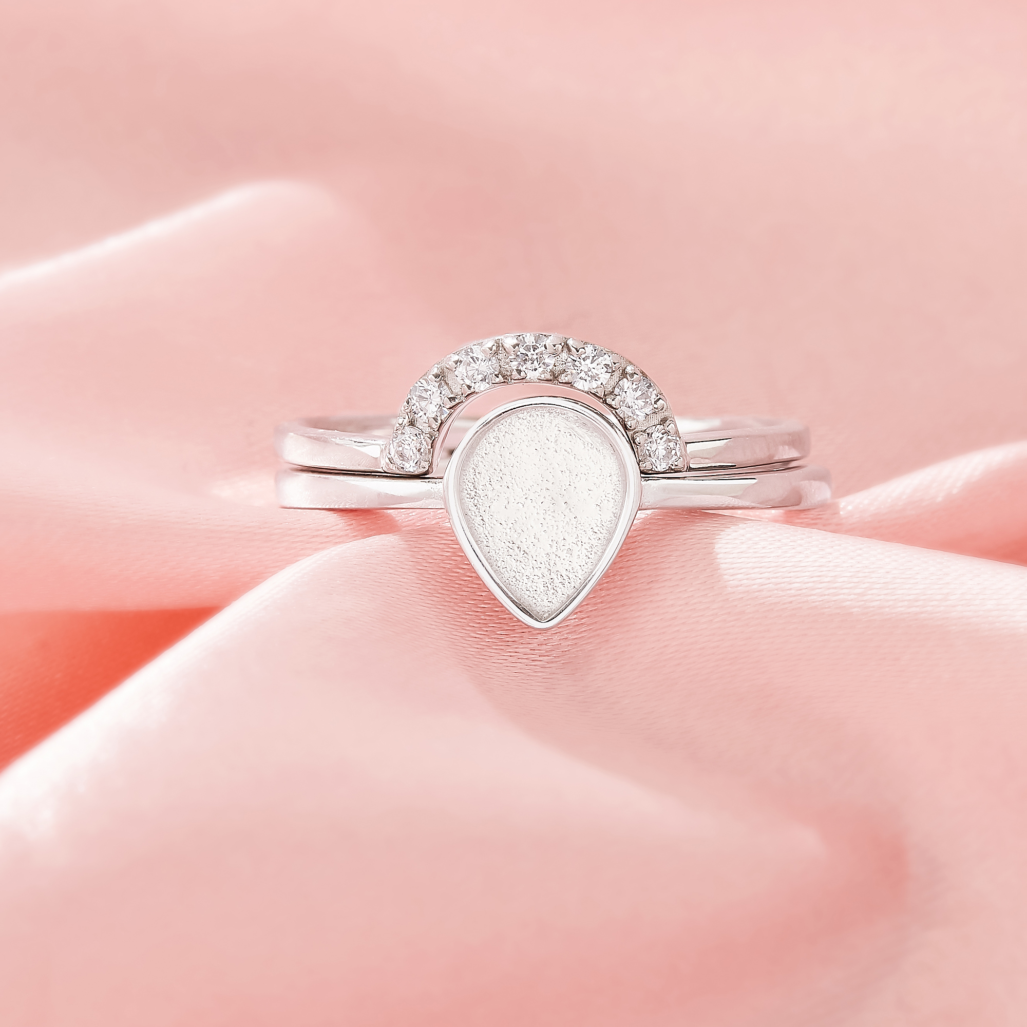 6x8MM Keepsake Breast Milk Resin Pear Bezel Ring Settings,Birthstone Solid 925 Sterling Silver Rose Gold Plated Ring,Curve Moissanite Art Deco Ring,DIY Ring Supplies 1295124-1