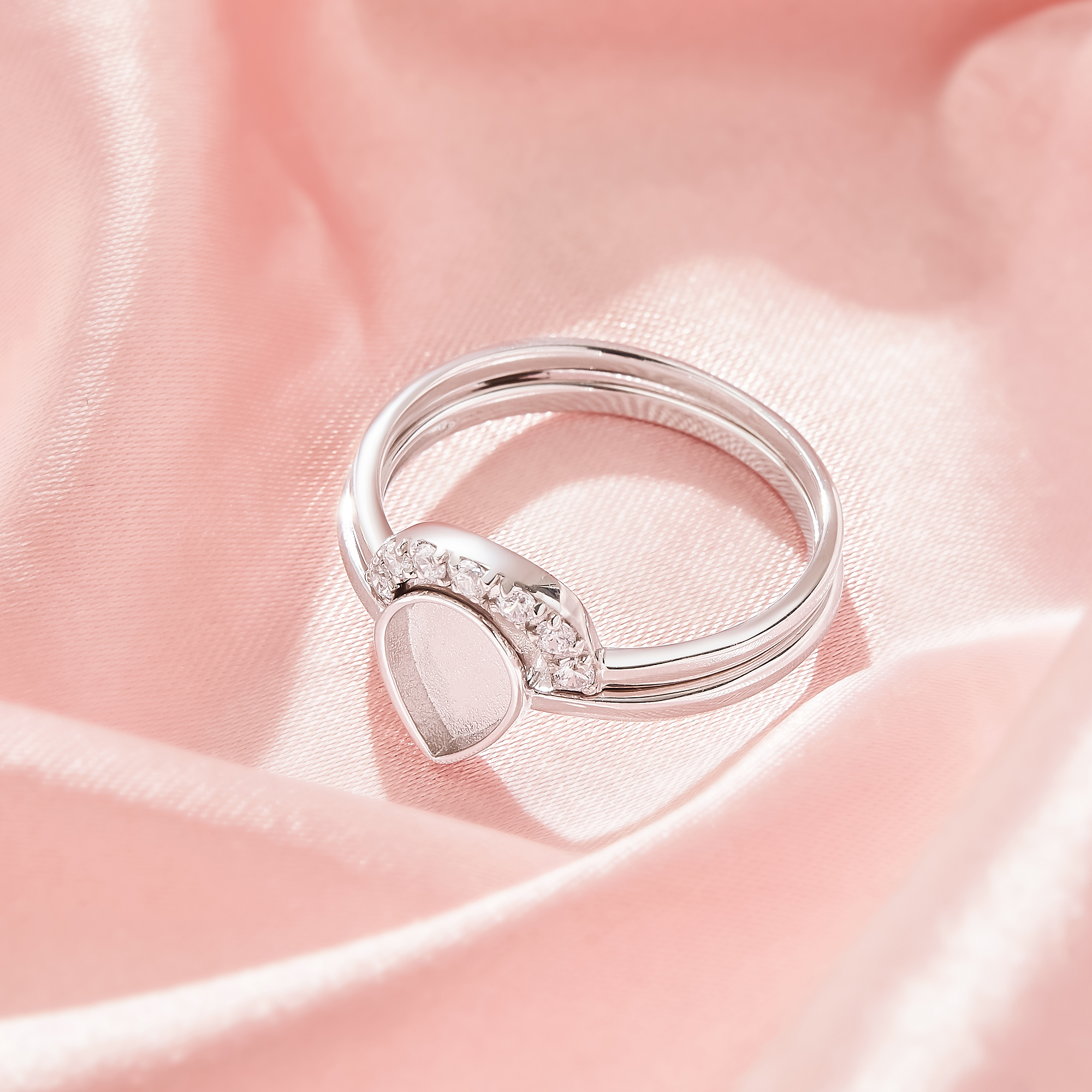 6x8MM Keepsake Breast Milk Resin Pear Bezel Ring Settings,Birthstone Solid 925 Sterling Silver Rose Gold Plated Ring,Curve Moissanite Art Deco Ring,DIY Ring Supplies 1295124-1