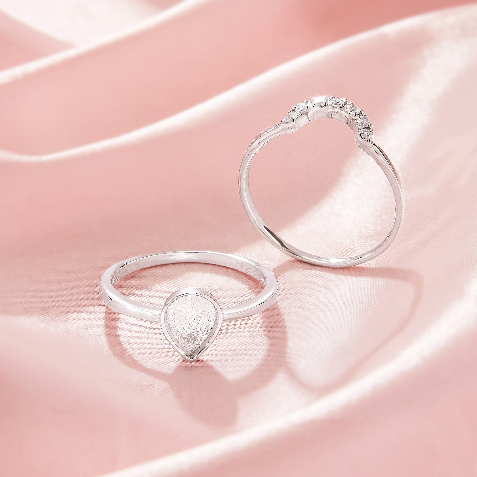 6x8MM Keepsake Breast Milk Resin Pear Bezel Ring Settings,Solid 14K 18K Gold Ring,Curve Moissanite Art Deco Pear Ring,DIY Ring Supplies 1295124