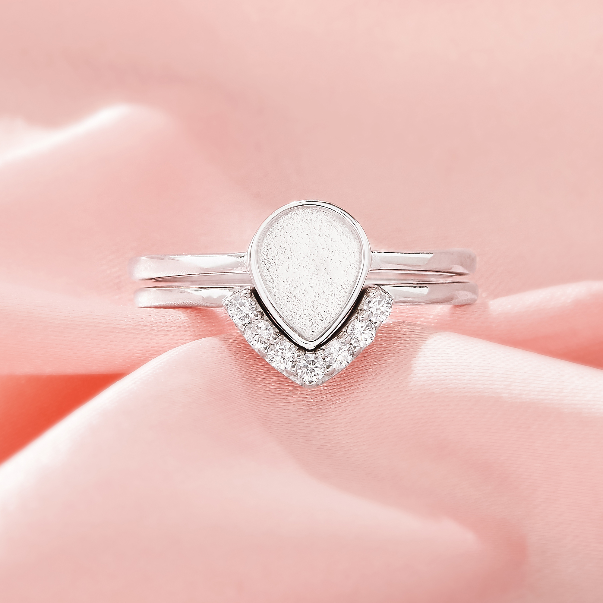 6x8MM Keepsake Breast Milk Resin Pear Bezel Ring Settings,Birthstone Solid 925 Sterling Silver Rose Gold Plated Ring,Curve CZ Stone Art Deco Ring,DIY Ring Supplies 1295125-1