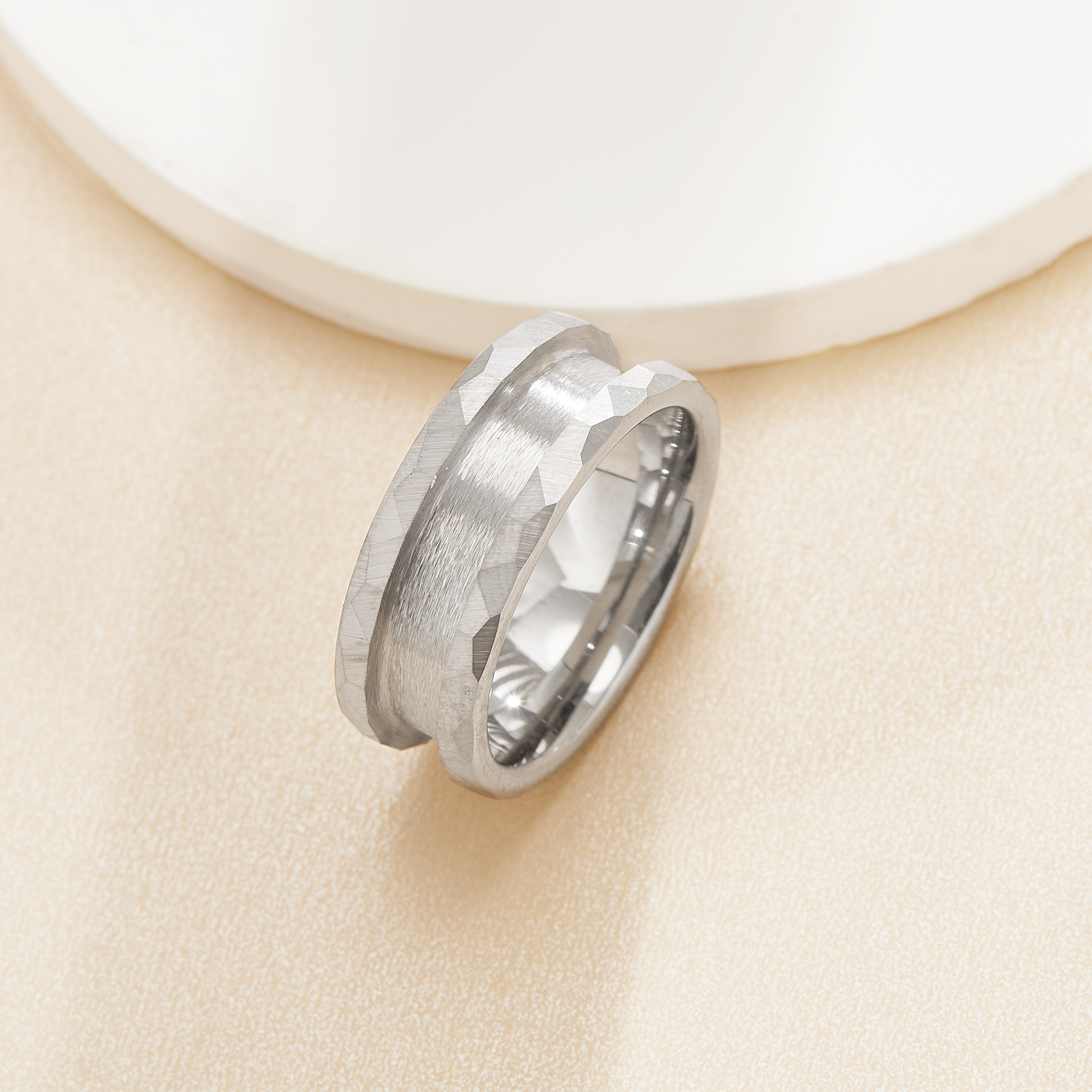 Keepsake Resin Ashes Channel Ring Settings,Hammered Tungsten Steel Ring,Channel Bezel Ring Settings,DIY Ring Supplies,Wide Fce Ring 1295126