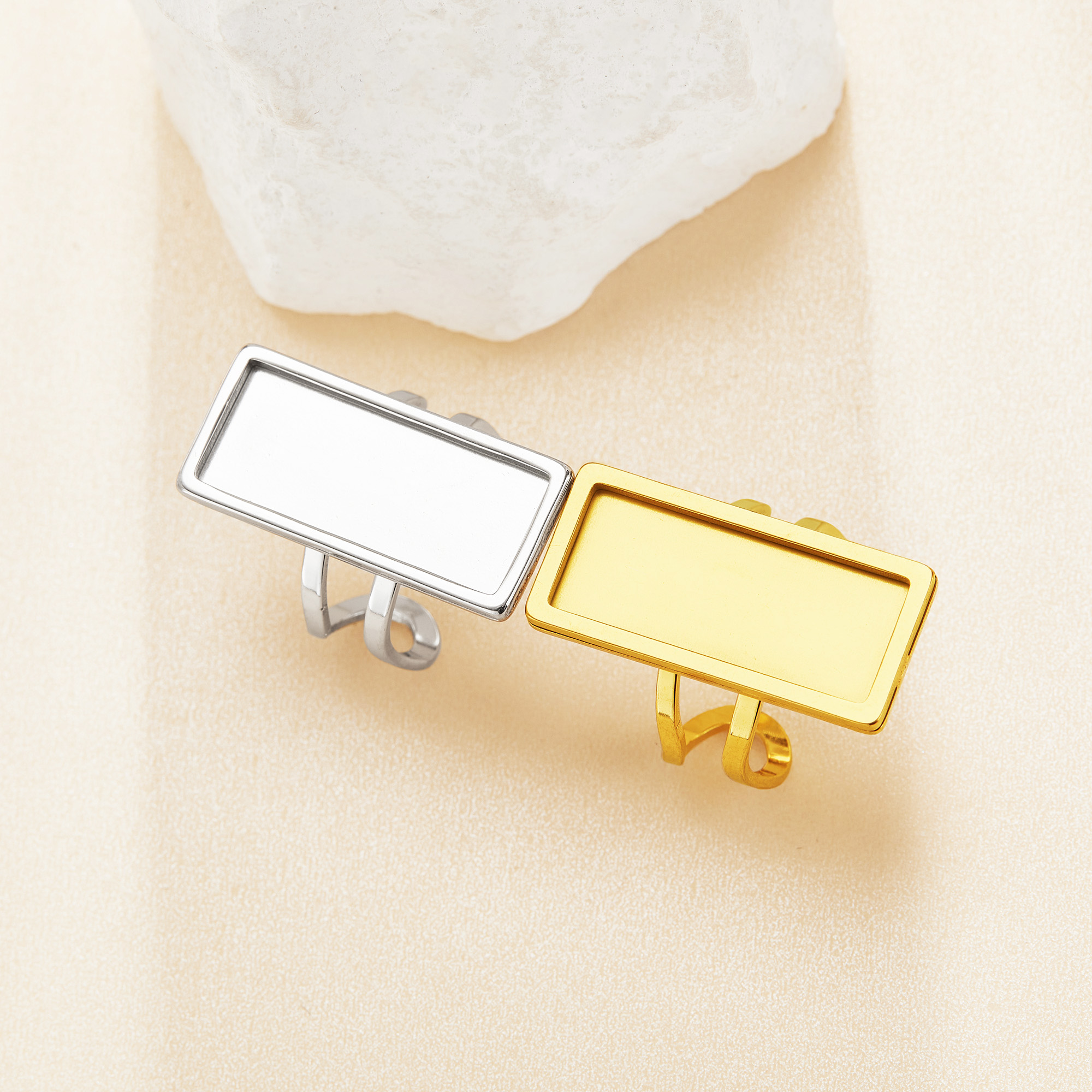 10x25MM Keepsake Breast Milk Resin Rectangle Bezel Ring Settings,Stainless Steel Ring,Adjustable Simple Rectangle Ring,DIY Ring Supplies 1295129