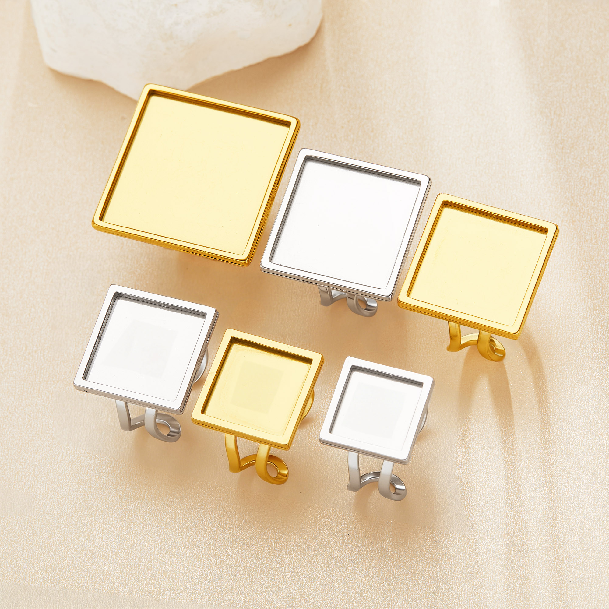 Keepsake Breast Milk Resin Square Bezel Ring Settings,Stainless Steel Ring,Adjustable Simple Square Ring,DIY Ring Supplies 1295130
