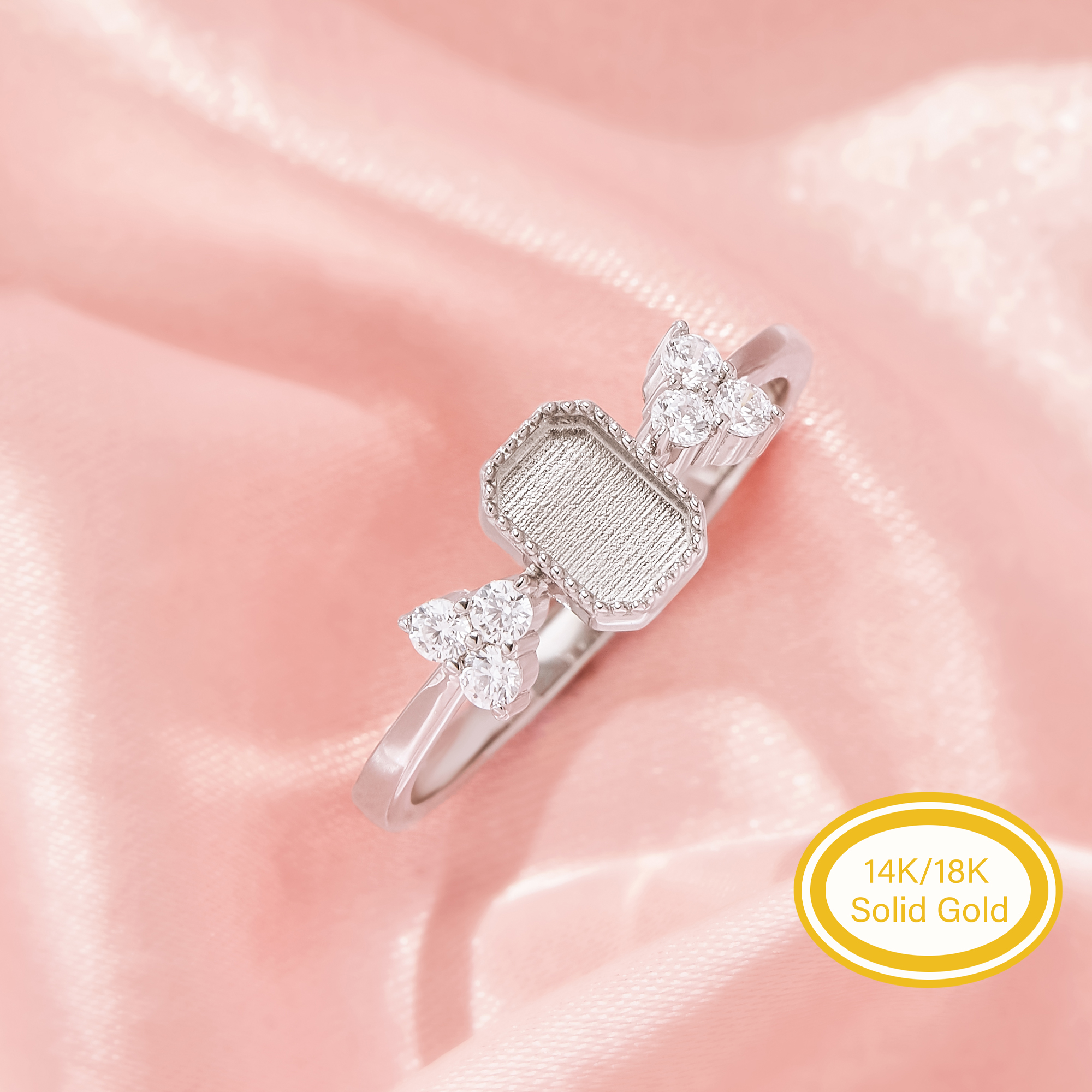 4x6MM Keepsake Breast Milk Resin Rectangle Bezel Ring Settings,Solid 14K 18K Gold Ring,Vintage Styles Art Deco Ring,Simple DIY Ring Supplies 1295133