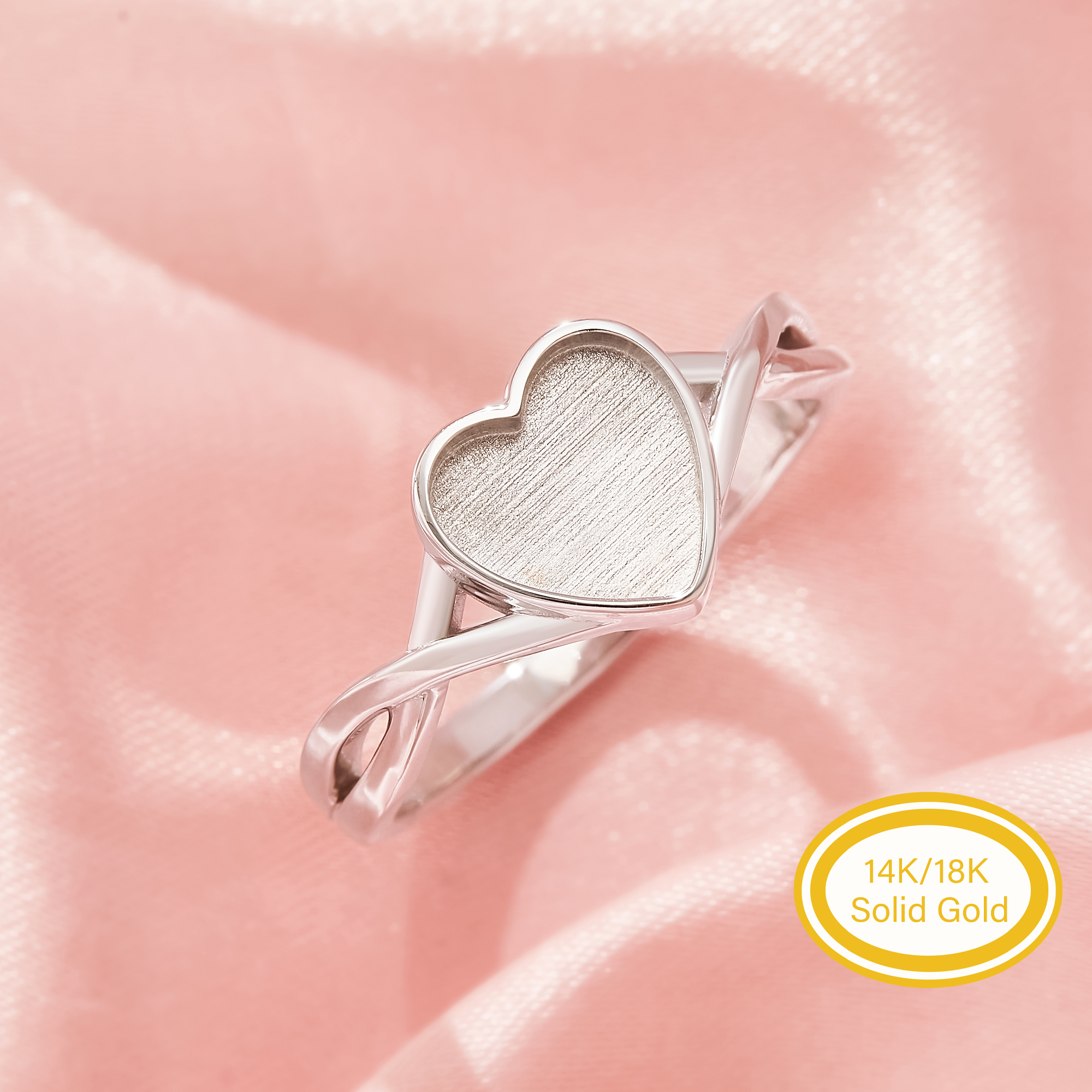 Keepsake Breast Milk Resin Heart Bezel Ring Settings,Infinity Solid 14K 18K Gold Heart Ring,DIY Ring Supplies 1295139