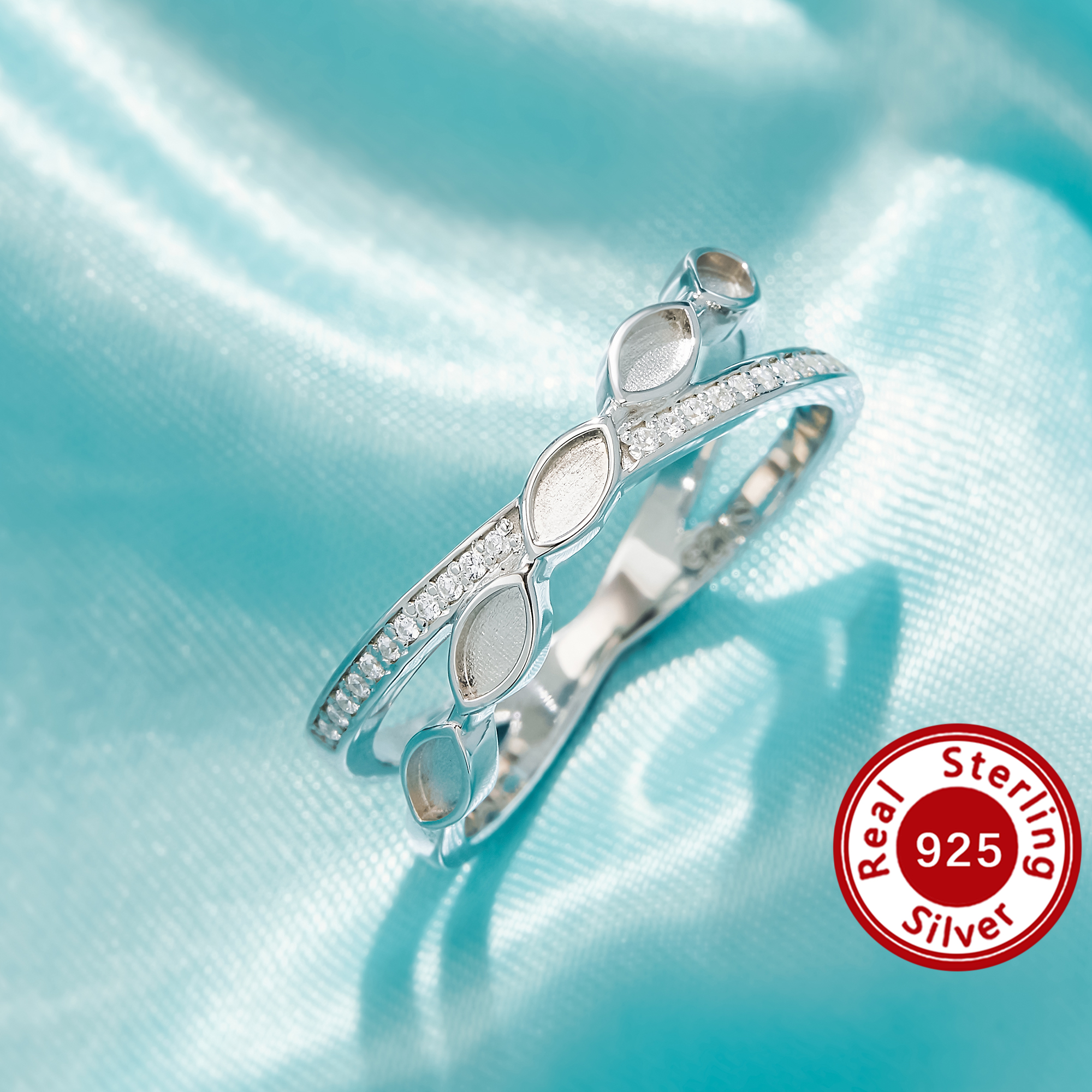 Keepsake Breast Milk Resin Ring Settings,Marquise Bezel Infinity Birthstone Solid 925 Sterling Silver DIY Ring1295145-1