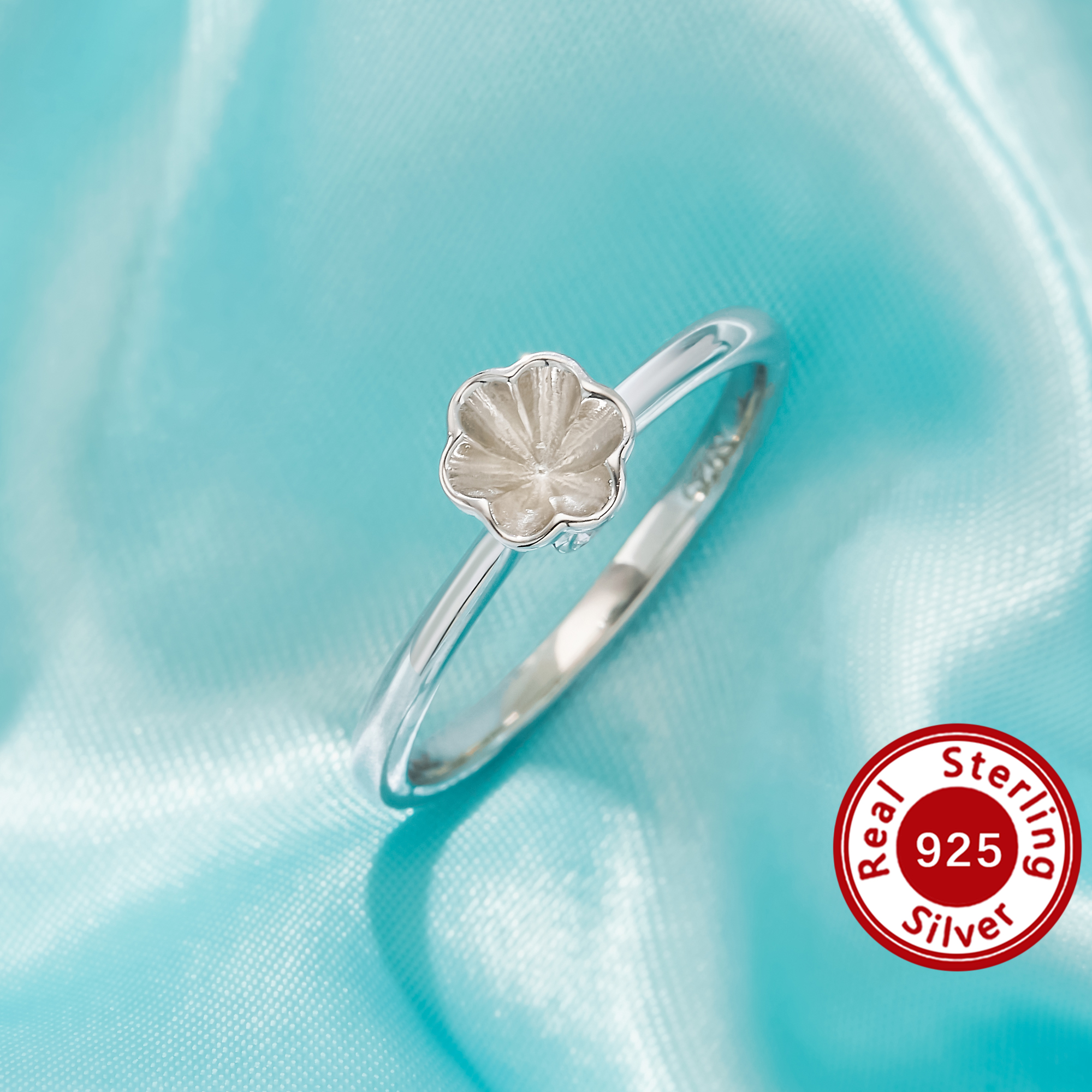 Keepsake Mother Milk Resin Ring Bezel Settings,Solid 925 Sterling Silver Minimalist Solid Back Ring,Stackable Ring,DIY Memory Ring 1295149-1