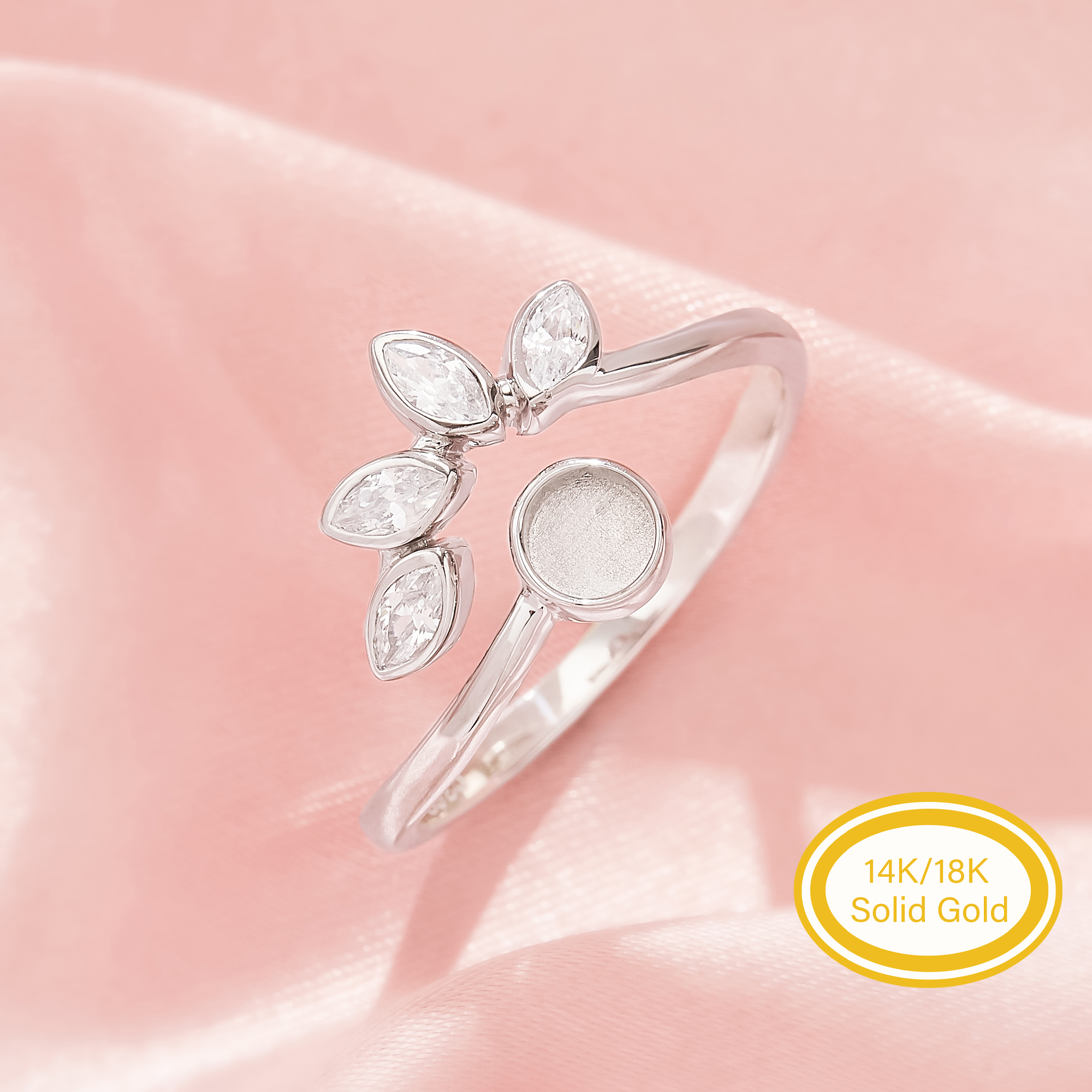 4MM Keepsake Mother Milk Resin Round Ring Settings,Solid Back 14K 18K Gold Adjustable Ring Bezel Supplies 1295151