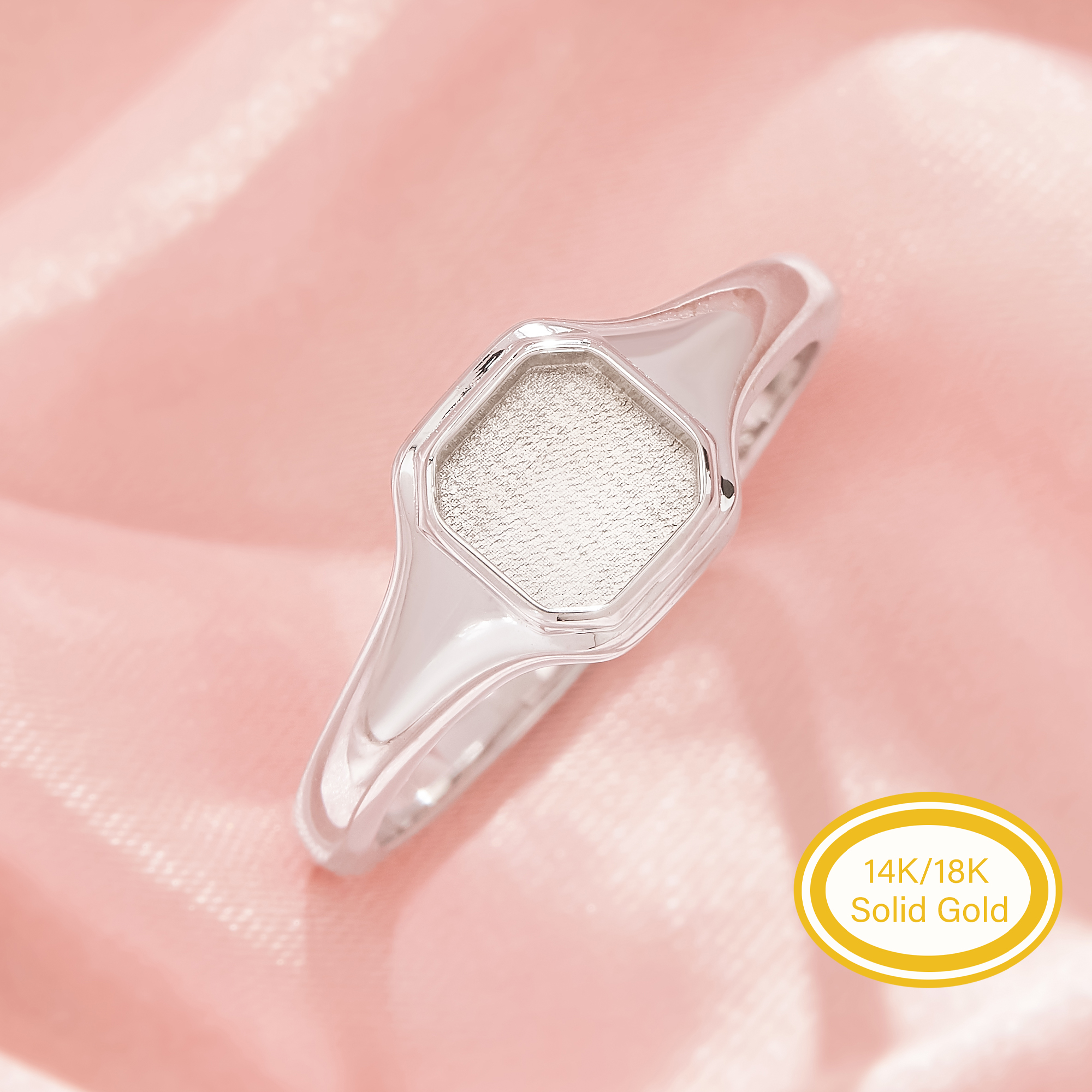 Keepsake Mother Milk Resin Bezel Ring Settings,Square Elegant Solid 14K 18K Gold Ring, Classic Beautiful Polished Geometric Jewelry 1295162