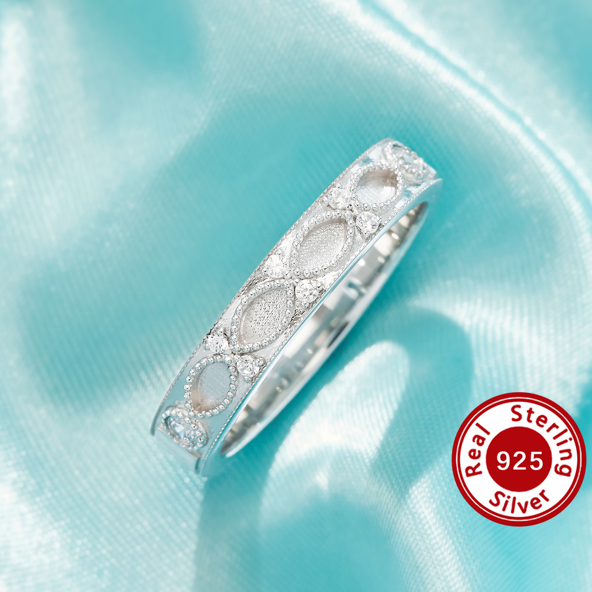 2x4MM Keepsake Mother Milk Resin Bezel Ring Settings,Marquise Elegant Solid 925 Sterling Silver Ring,Pave Mini Accent Stones Jewelry 1295168-1