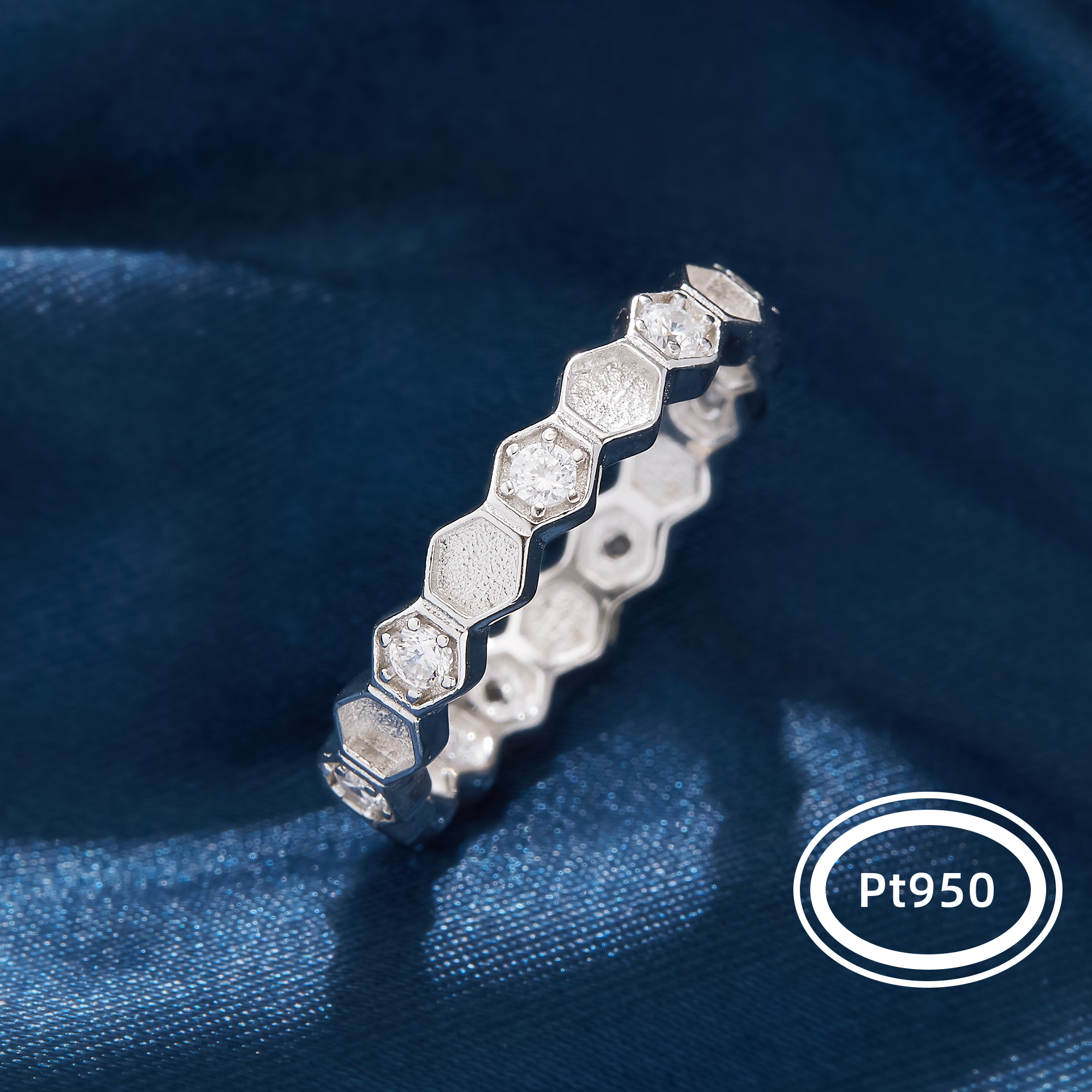 3MM Keepsake Mother Milk Resin Ring Settings,Honeycomb Hexagon Bezel Ring,Pt950 Platinum Ring,Birthstone Stackable Ring 1295174