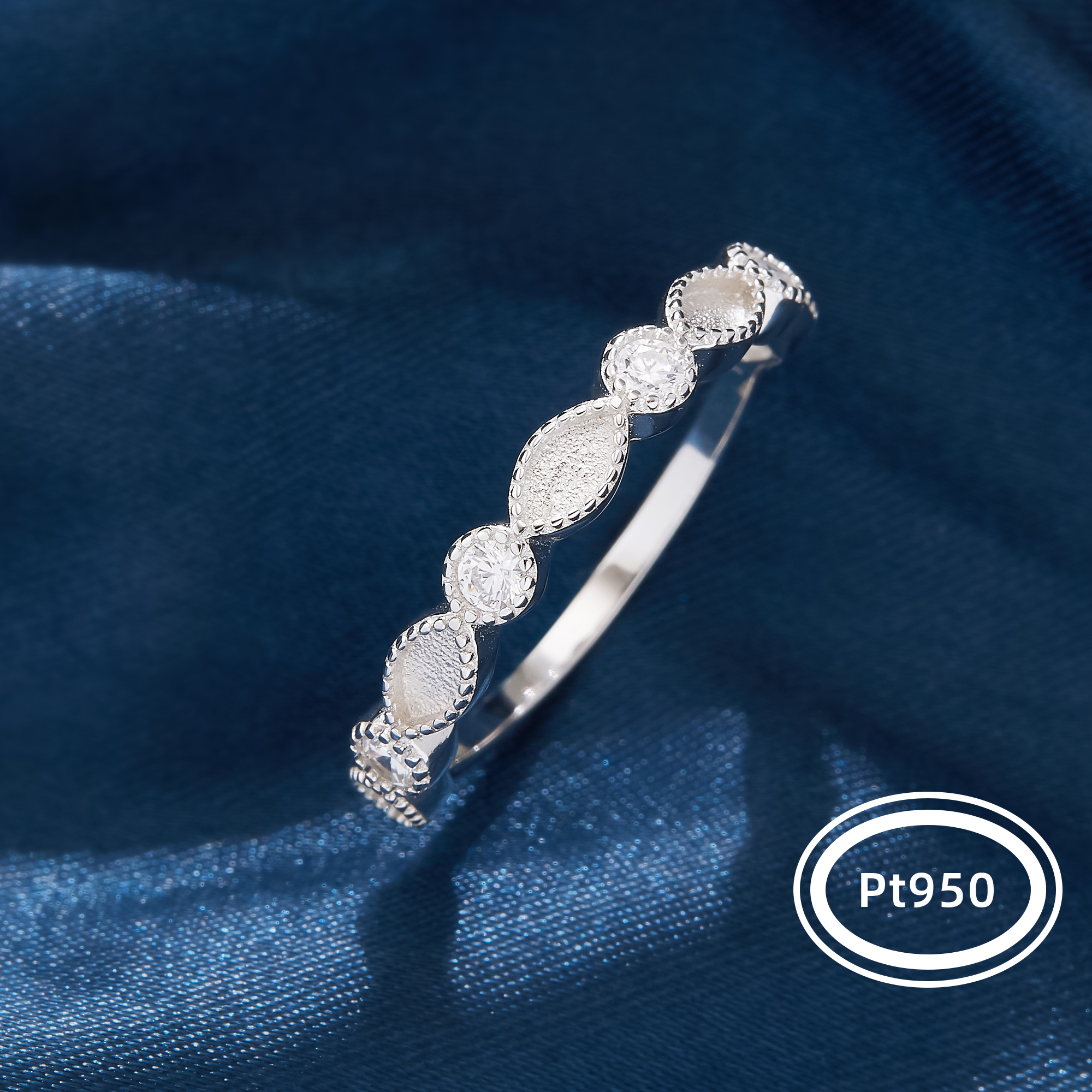 2x4MM Half Band Keepsake Mother Milk Resin Ring Settings Pt950 Platinum Marquise Bezel Birthstone Stackable Ring 1295176