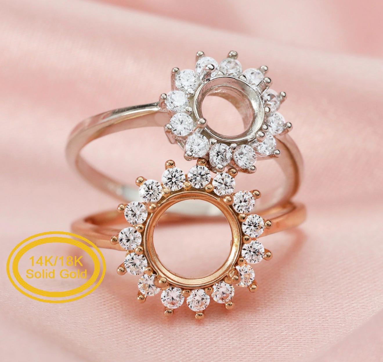 Customized 6MM diamond 18K white gold ring size 5.5 Lydie
