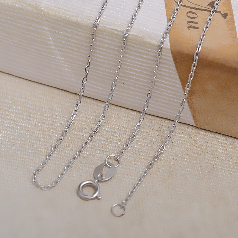 1MM Solid 18K White Gold Necklace,Au750 Necklace,18K Gold Cable Chain Necklace,16''-20'' 1312027 - Click Image to Close