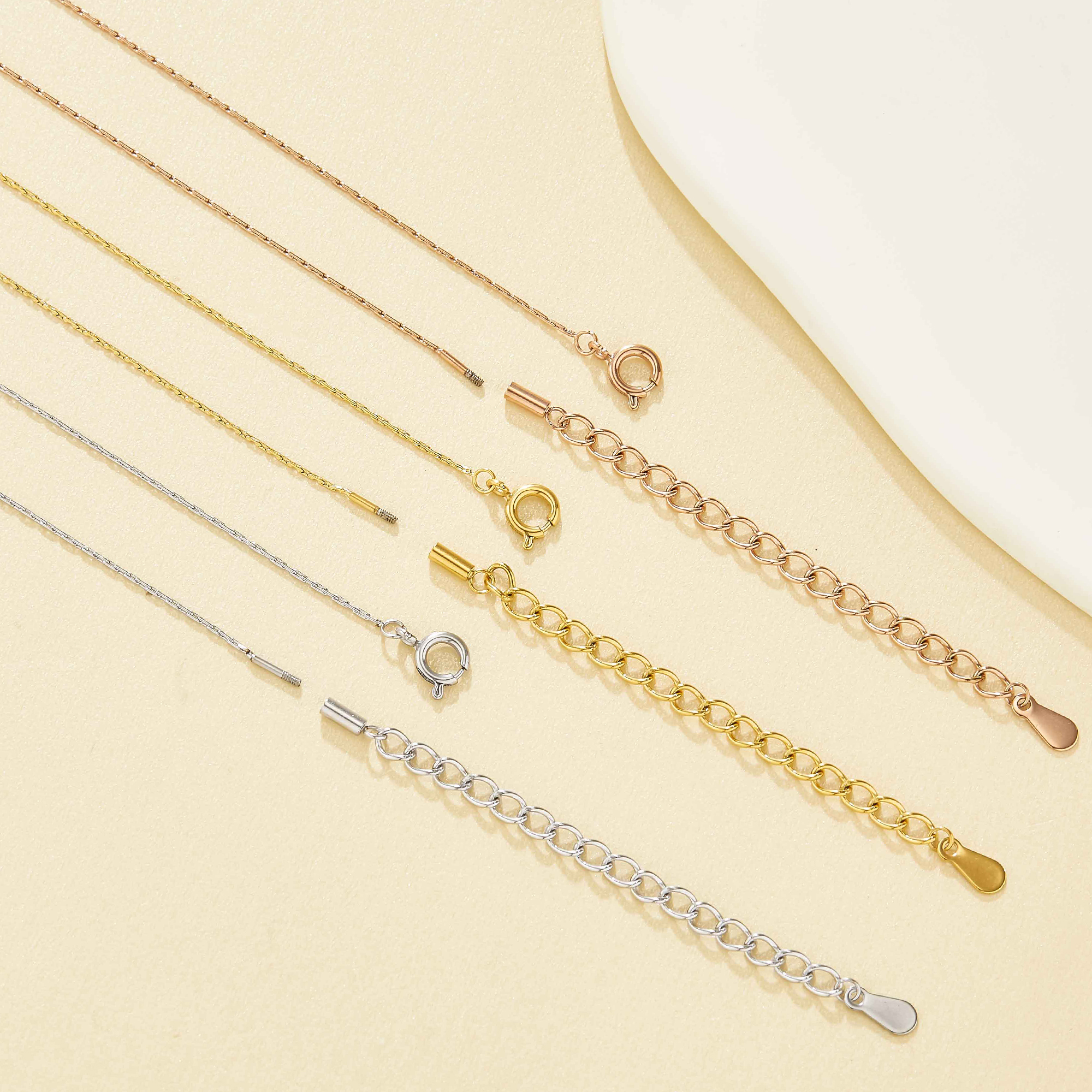 Thin Rpoe Chain Necklace with Screwed Pin End for DIY Beading,304L Stainless Steel Rose Gold Plated Necklace for 0.9MM Hole Bead DIY Findings Supplies 16''+2'' 1312031