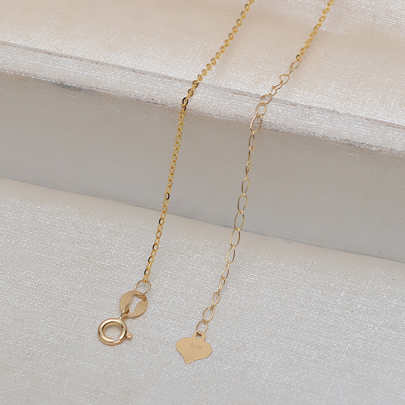 0.9MM Solid 18K Yellow Gold Necklace,Au750 Necklace,18K Gold Cable Necklace with Extension Chian,16''+2'' 1315022 - Click Image to Close