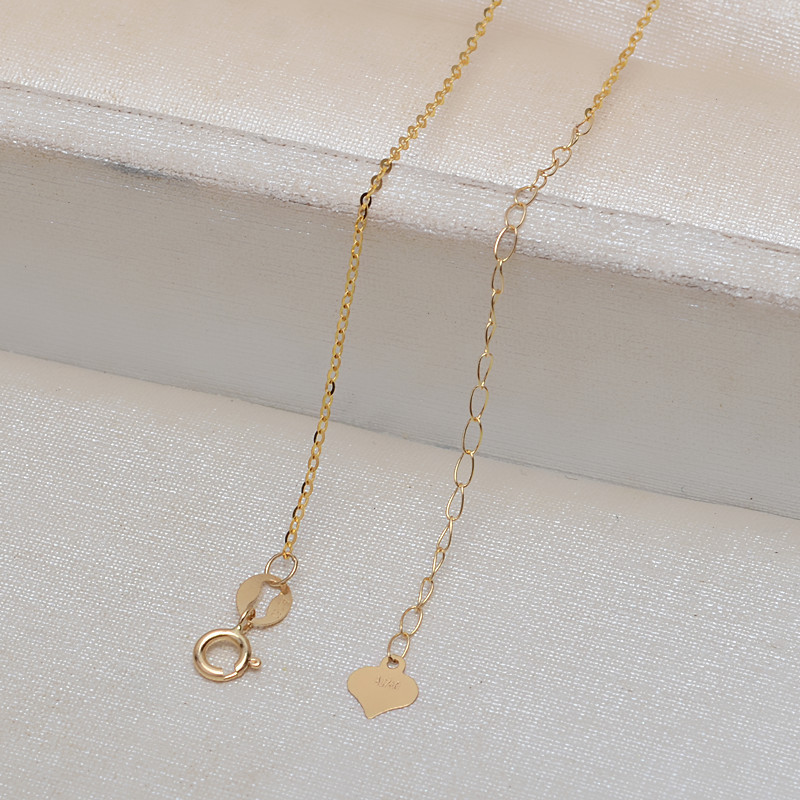 0.9MM Solid 18K Yellow Gold Necklace,Au750 Necklace,18K Gold Cable Necklace with Extension Chian,16''+2'' 1315022 - Click Image to Close