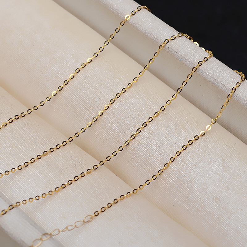 0.9MM Solid 18K Yellow Gold Necklace,Au750 Necklace,18K Gold Cable Necklace with Extension Chian,16''+2'' 1315022 - Click Image to Close