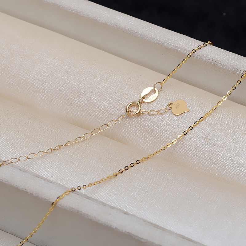 0.9MM Solid 18K Yellow Gold Necklace,Au750 Necklace,18K Gold Cable Necklace with Extension Chian,16''+2'' 1315022 - Click Image to Close