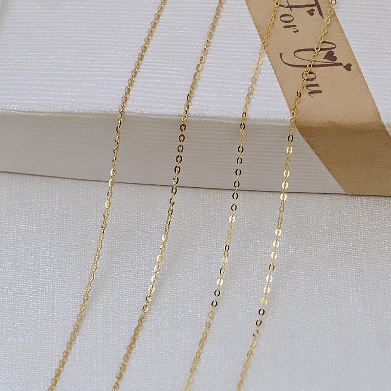 0.9MM Solid 18K Yellow Gold Necklace,Au750 Necklace,18K Gold Adjustable Necklace,Fit For 1MM Beads Chain Necklaace 18'' 1315025 - Click Image to Close