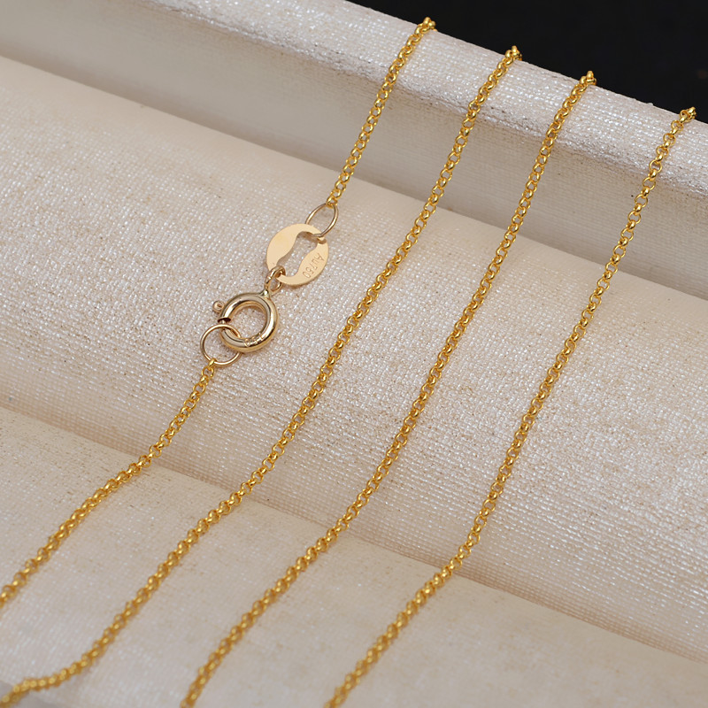 0.9MM Solid 18K Yellow Gold Necklace,Au750 Necklace,18K Gold Cable Necklace,DIY Necklace Chain Supplies 1315026 - Click Image to Close