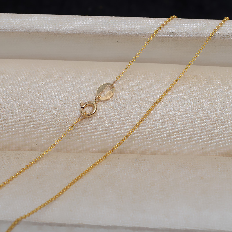 0.9MM Solid 18K Yellow Gold Necklace,Au750 Necklace,18K Gold Cable Necklace,DIY Necklace Chain Supplies 1315026 - Click Image to Close
