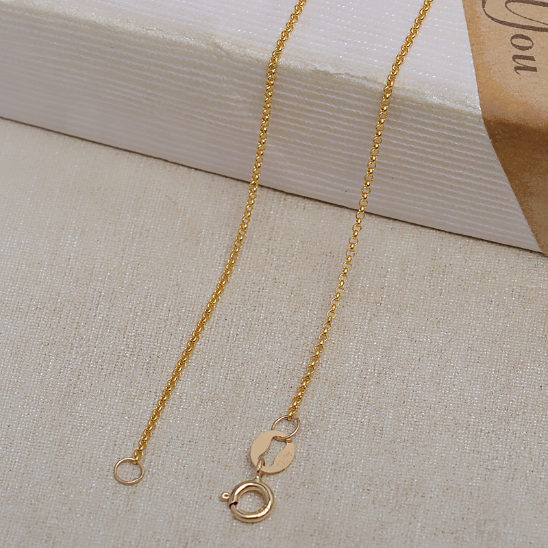 0.9MM Solid 18K Yellow Gold Necklace,Au750 Necklace,18K Gold Cable Necklace,DIY Necklace Chain Supplies 1315026 - Click Image to Close