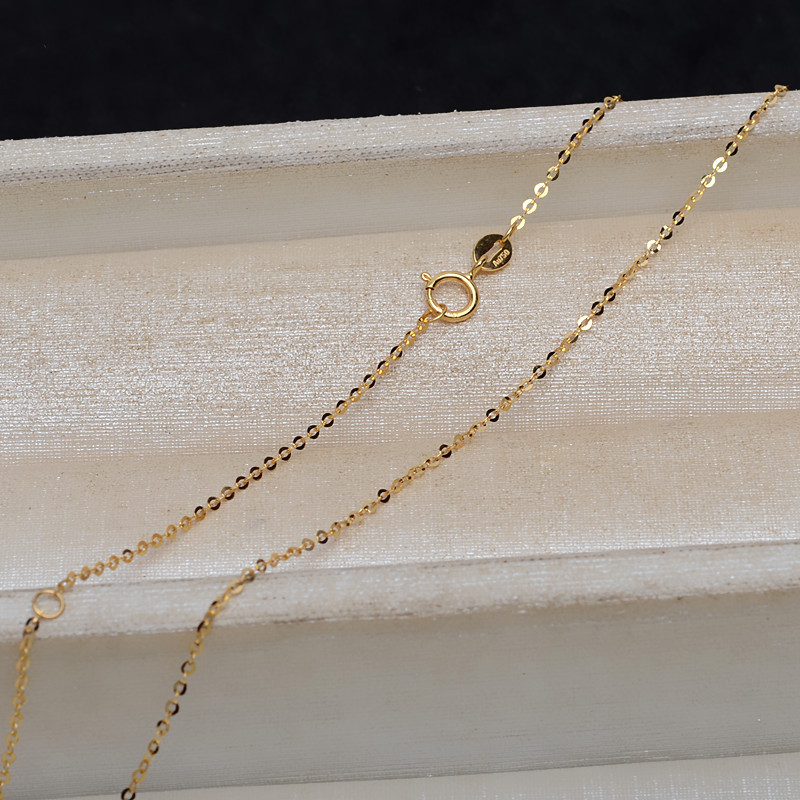 0.9MM Solid 18K Yellow Gold Necklace,Au750 Necklace,18K Gold Cable Necklace,DIY Necklace Chain Supplies 16''+2'' 1315027 - Click Image to Close