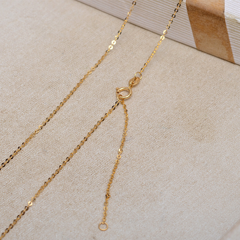 0.9MM Solid 18K Yellow Gold Necklace,Au750 Necklace,18K Gold Cable Necklace,DIY Necklace Chain Supplies 16''+2'' 1315027 - Click Image to Close