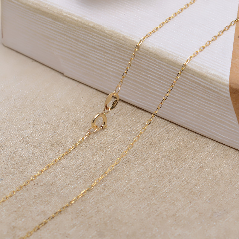 0.8MM Solid 18K Yellow Gold Necklace,Au750 Necklace,18K Gold Cable Necklace,DIY Necklace Chain Supplies 1315029 - Click Image to Close
