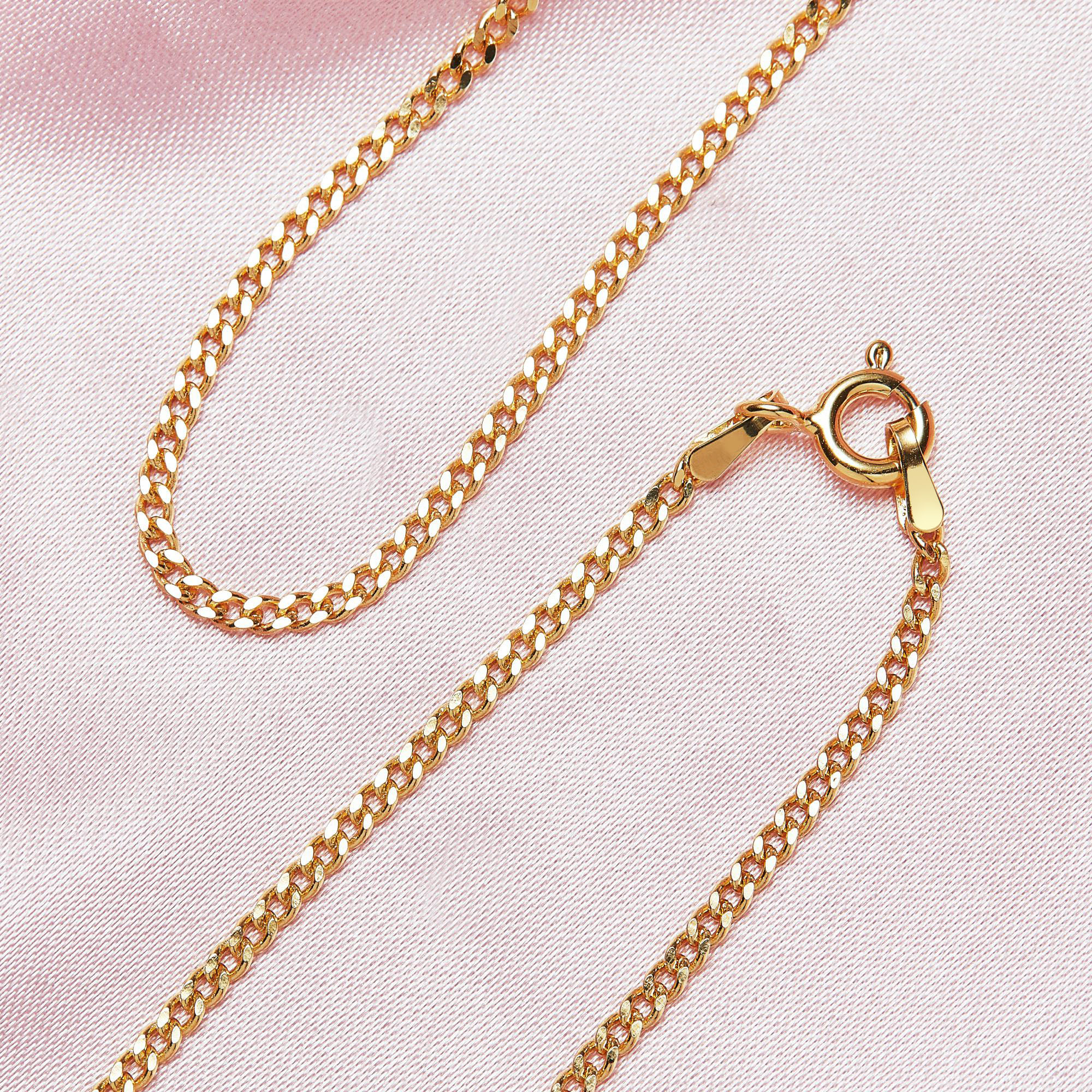 1.8MM Cuba Link Chain Necklace14K Gold Plated Solid 925 Silver Necklace Chain,Dainty Curb Chain,DIY Simple Chain 1315035 - Click Image to Close