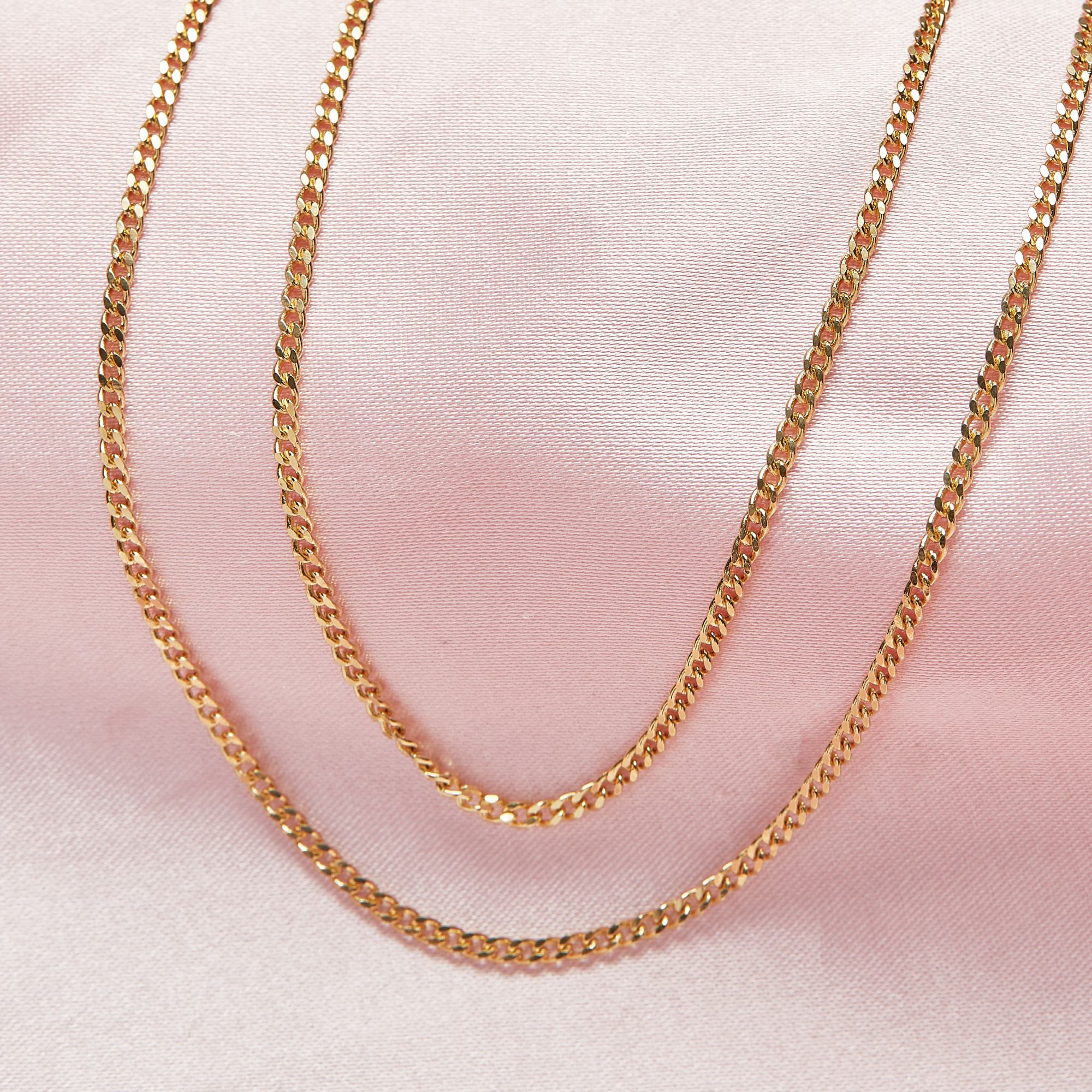 1.8MM Cuba Link Chain Necklace14K Gold Plated Solid 925 Silver Necklace Chain,Dainty Curb Chain,DIY Simple Chain 1315035 - Click Image to Close