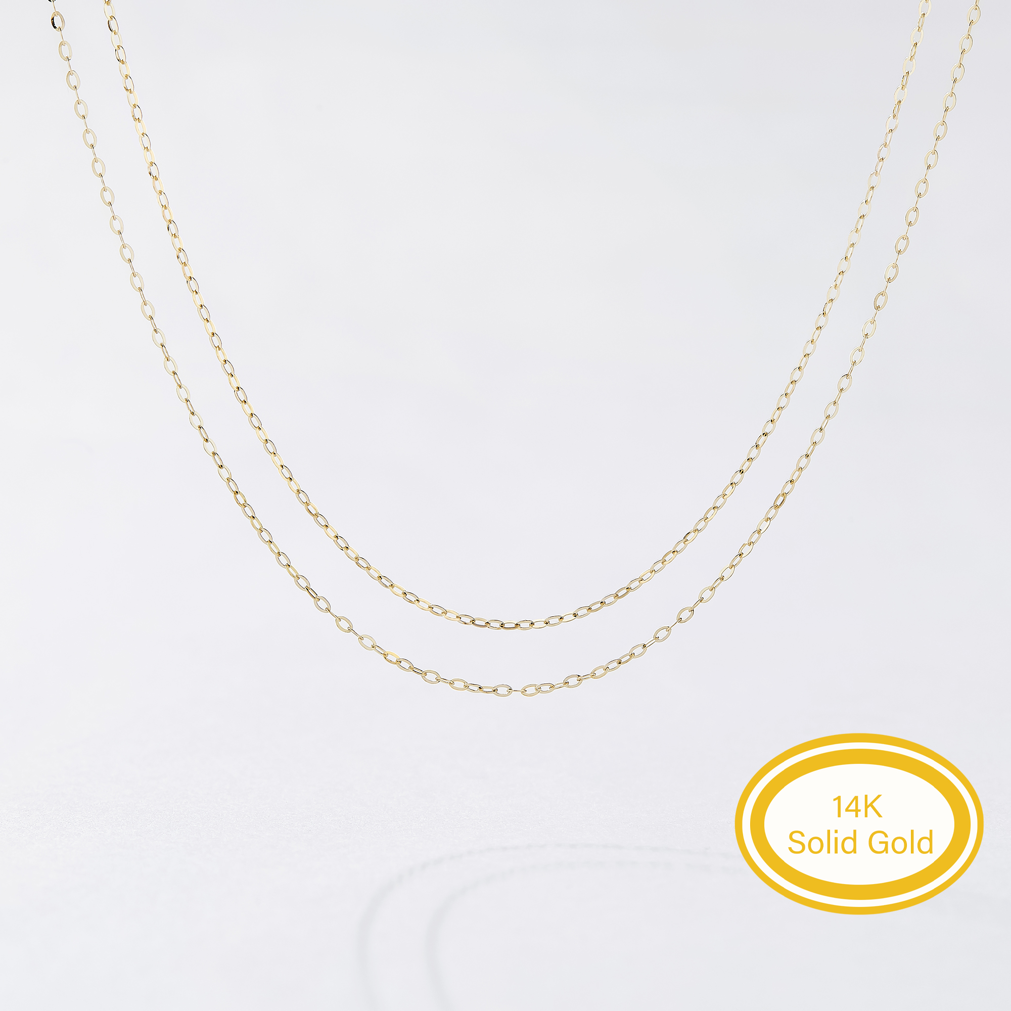 1Pcs 0.9MM Solid 14K Yellow Gold Cable Chain Necklace,Simple O Chain Necklace,DIY Necklace Supplies 16''+2'' 1315038