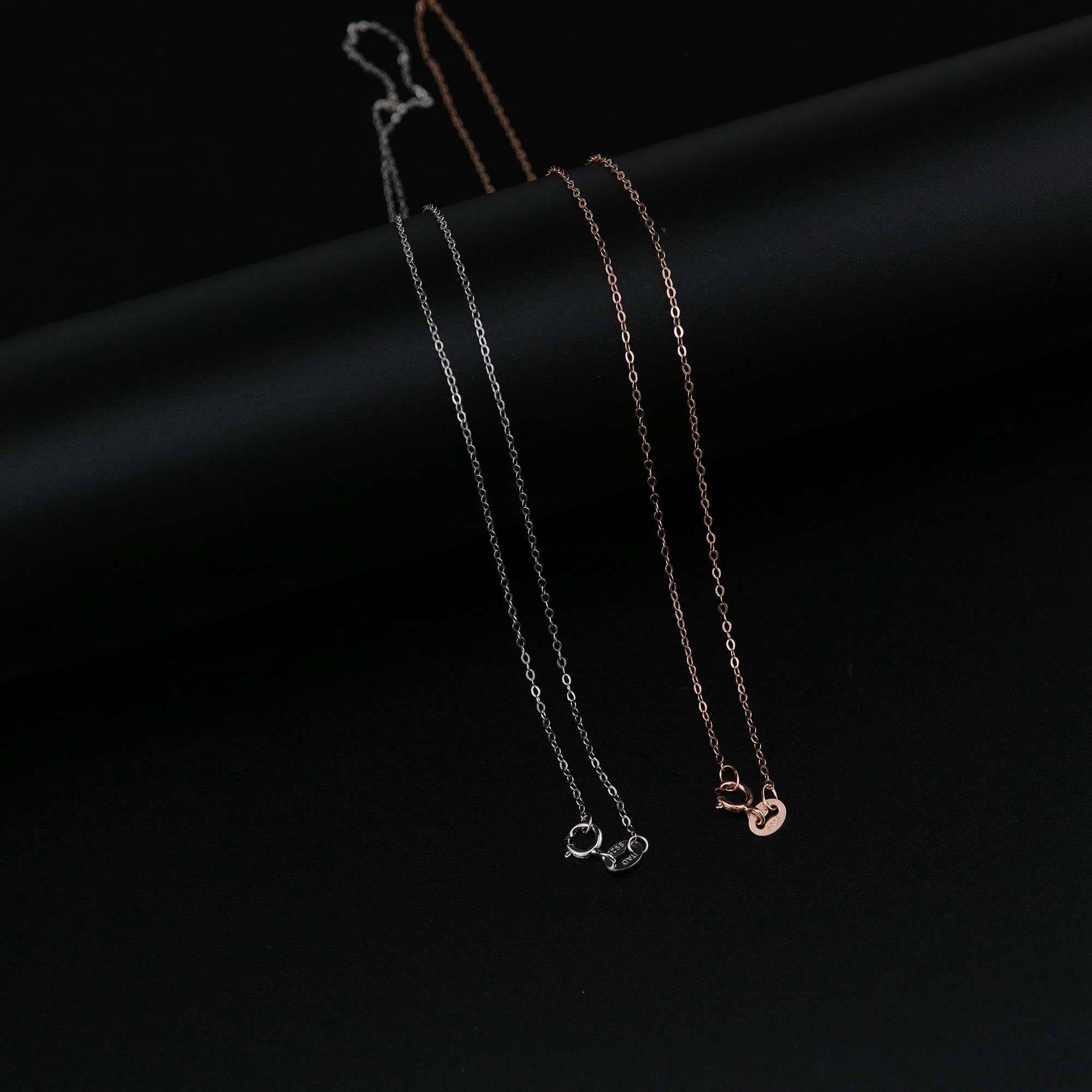1Pcs 1MM Rose Gold Plated Solid 925 Sterling Silver Cable Chain Necklace for DIY Jewelry 18Inches 1320005 - Click Image to Close