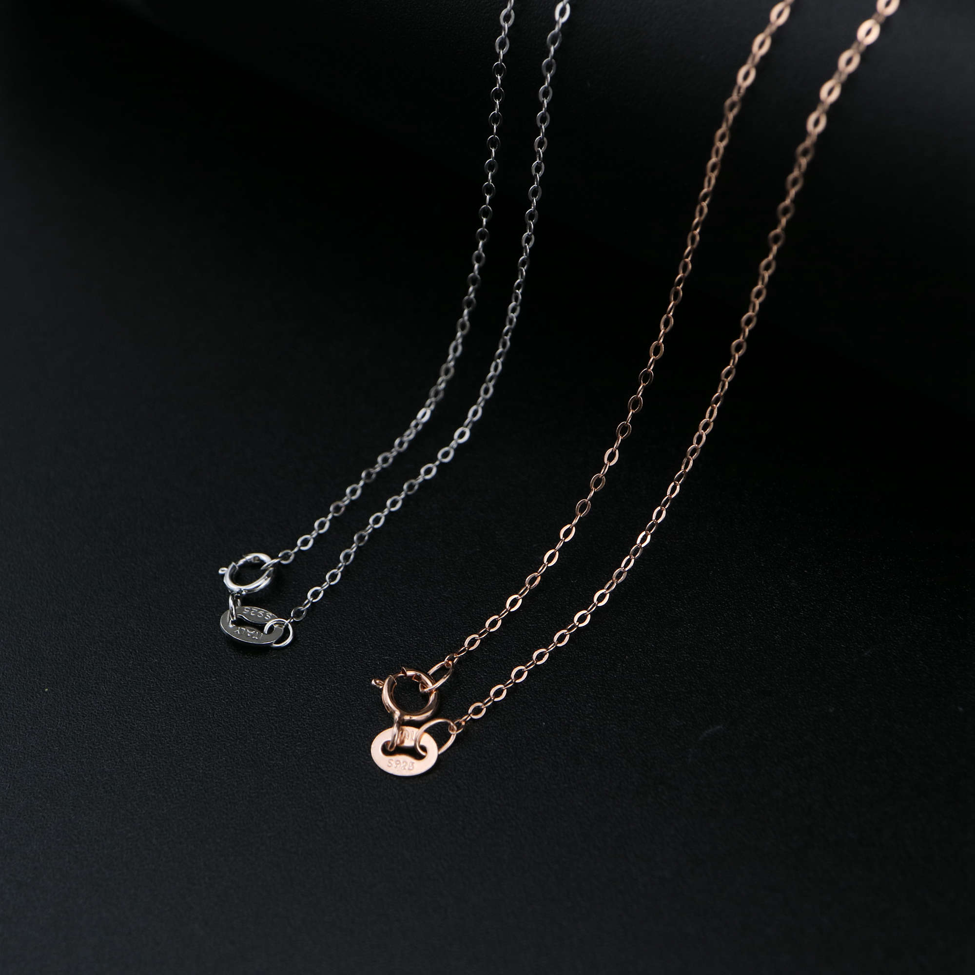 1Pcs 1MM Rose Gold Plated Solid 925 Sterling Silver Cable Chain Necklace for DIY Jewelry 18Inches 1320005 - Click Image to Close