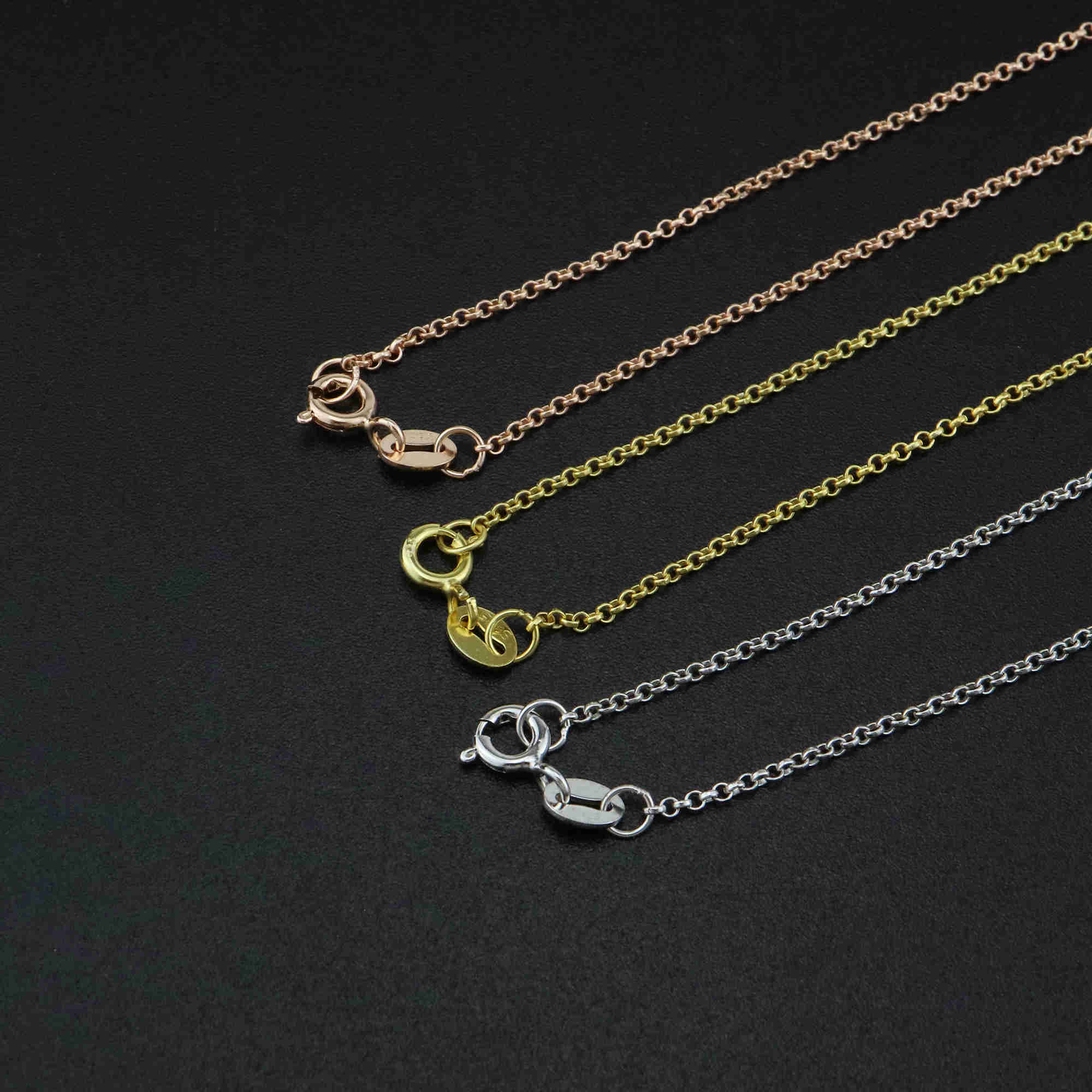 1Pcs 1.4MM Thick 16-22Inches Rose Gold Plated Solid 925 Sterling Silver Rolo Chain Necklace DIY Supplies Findings 1320007 - Click Image to Close