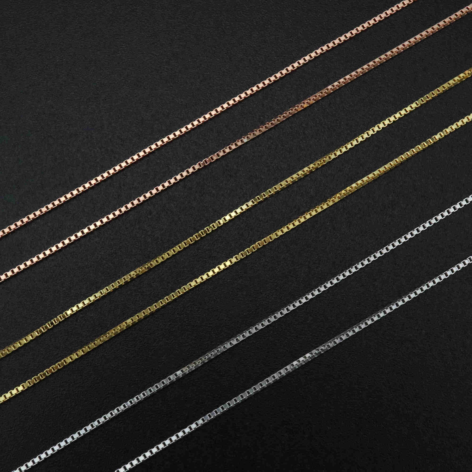 1Pcs 0.8MM Thick 16-22Inches Rose Gold Plated Solid 925 Sterling Silver Box Chain Necklace DIY Supplies Findings 1320008 - Click Image to Close