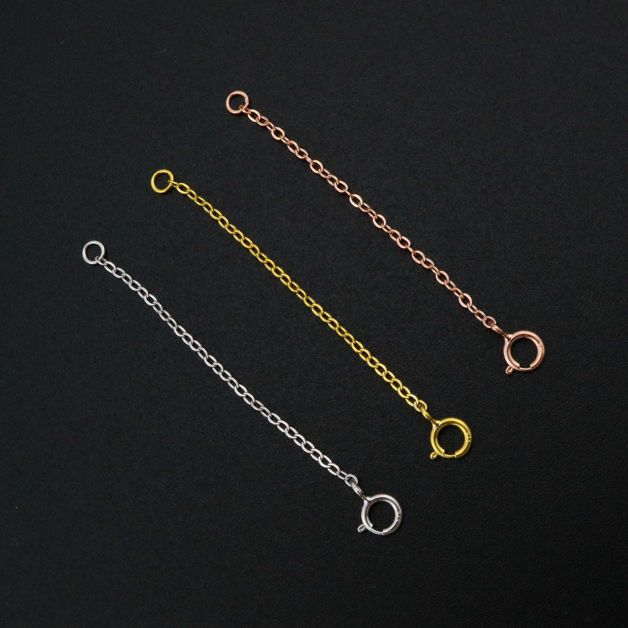 5pcs 3-8CM Extension Chain with Spring Ring Clasp for Necklace Rose Gold Plated Solid 925 Sterling Silver DIY Supplies 1320016 - Click Image to Close