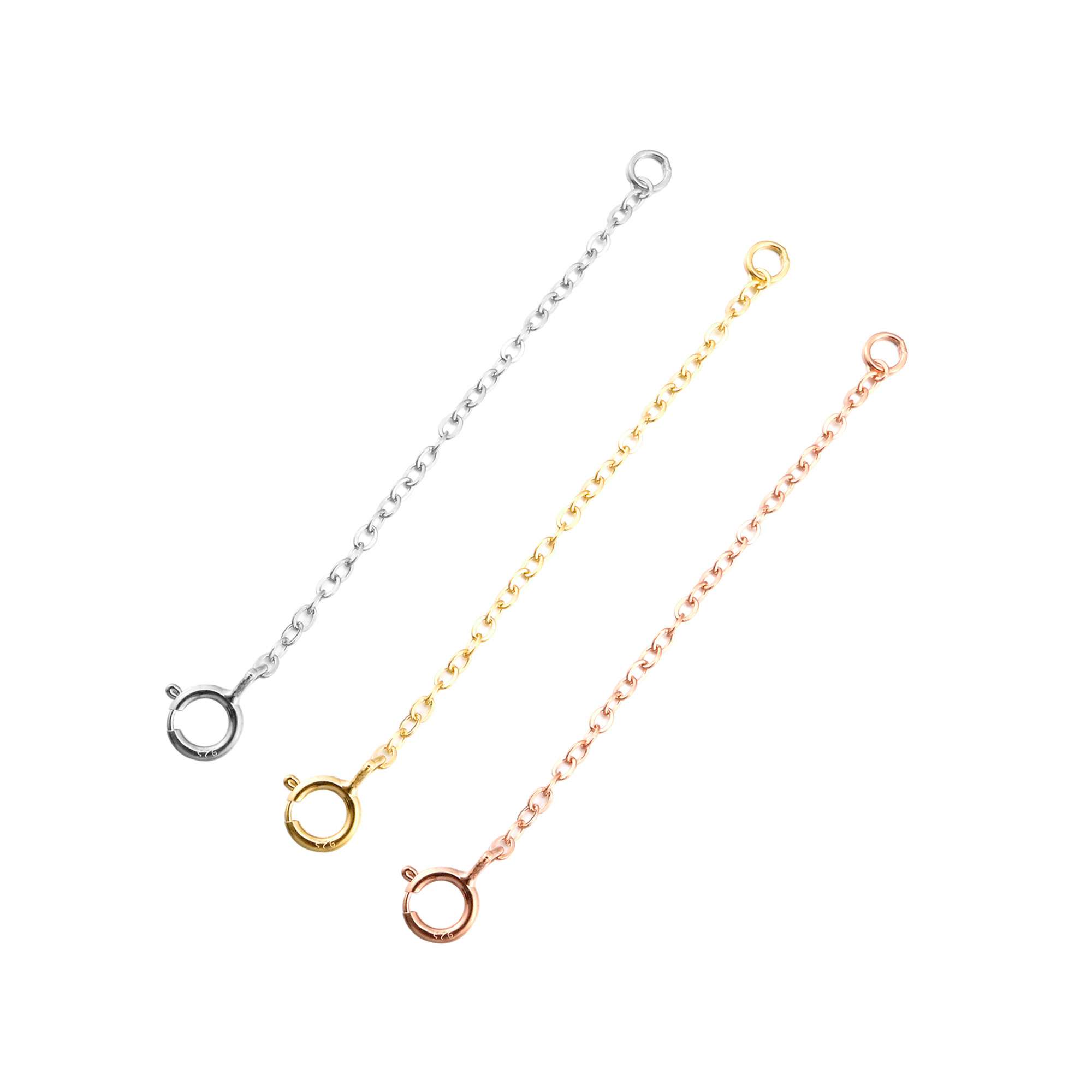 5pcs 3-8CM Extension Chain with Spring Ring Clasp for Necklace Rose Gold Plated Solid 925 Sterling Silver DIY Supplies 1320016 - Click Image to Close