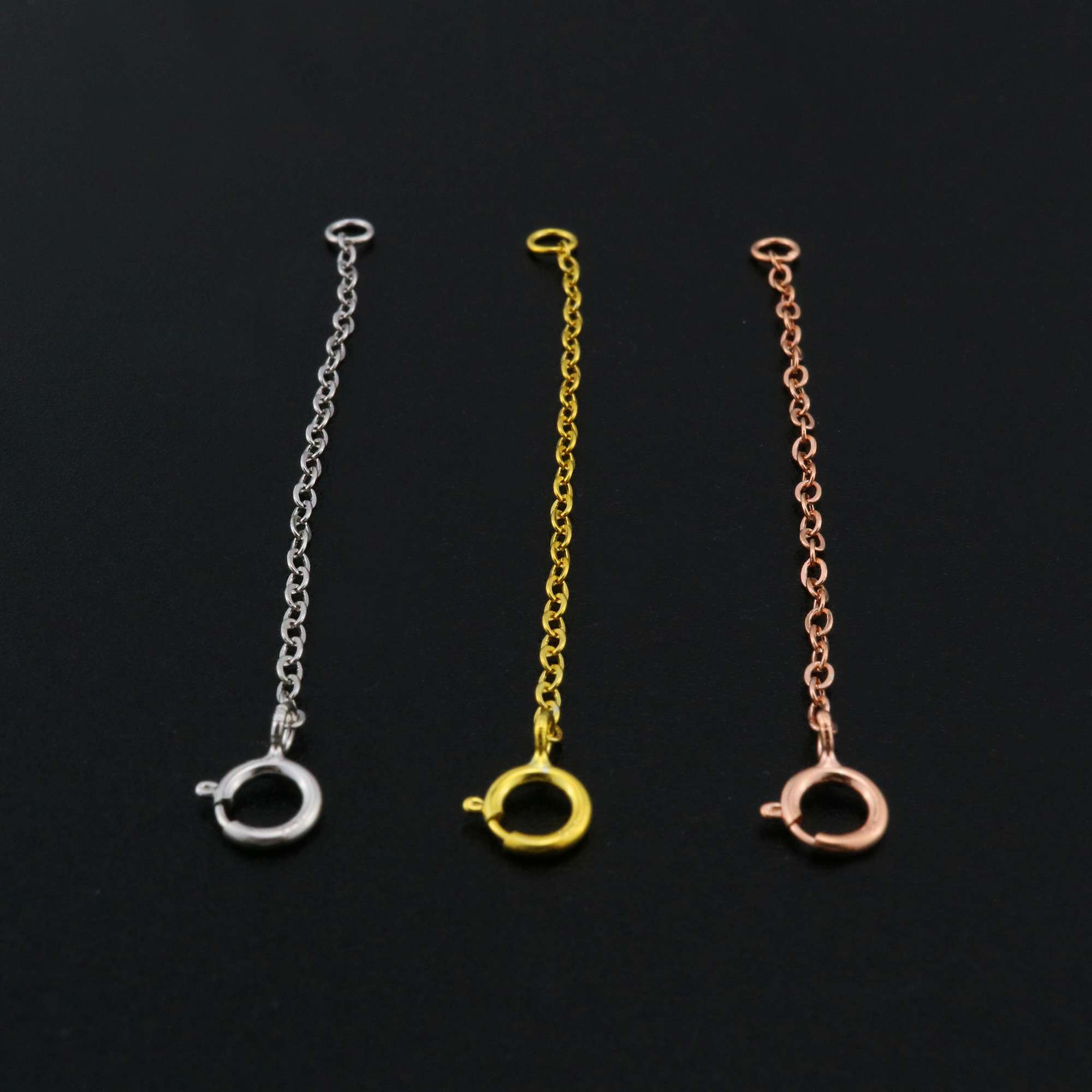 5pcs 3-8CM Extension Chain with Spring Ring Clasp for Necklace Rose Gold Plated Solid 925 Sterling Silver DIY Supplies 1320016 - Click Image to Close