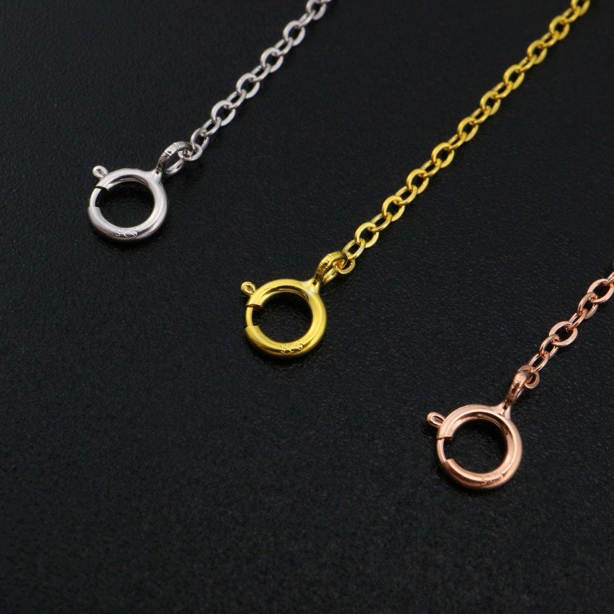 5pcs 3-8CM Extension Chain with Spring Ring Clasp for Necklace Rose Gold Plated Solid 925 Sterling Silver DIY Supplies 1320016 - Click Image to Close