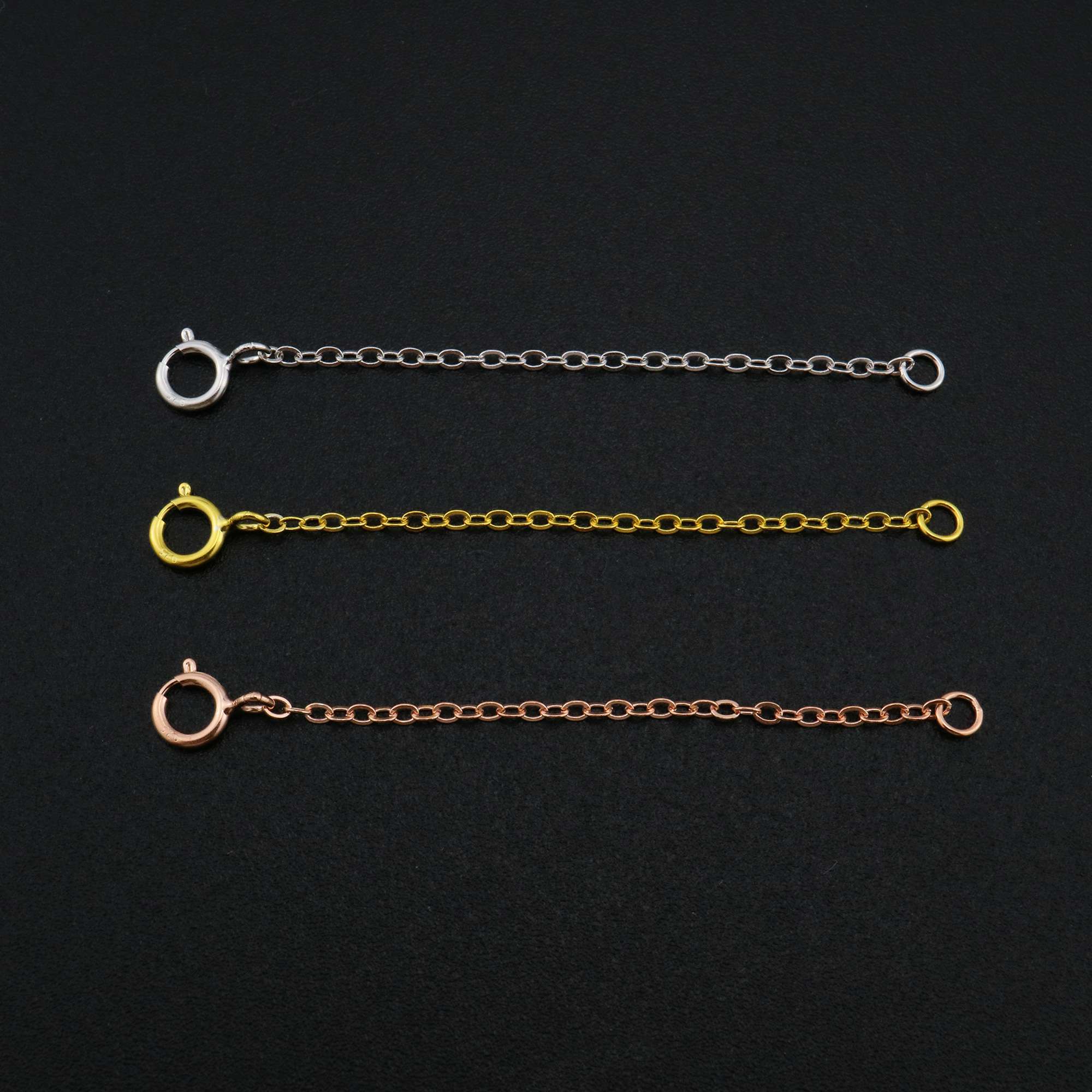 5pcs 3-8CM Extension Chain with Spring Ring Clasp for Necklace Rose Gold Plated Solid 925 Sterling Silver DIY Supplies 1320016 - Click Image to Close