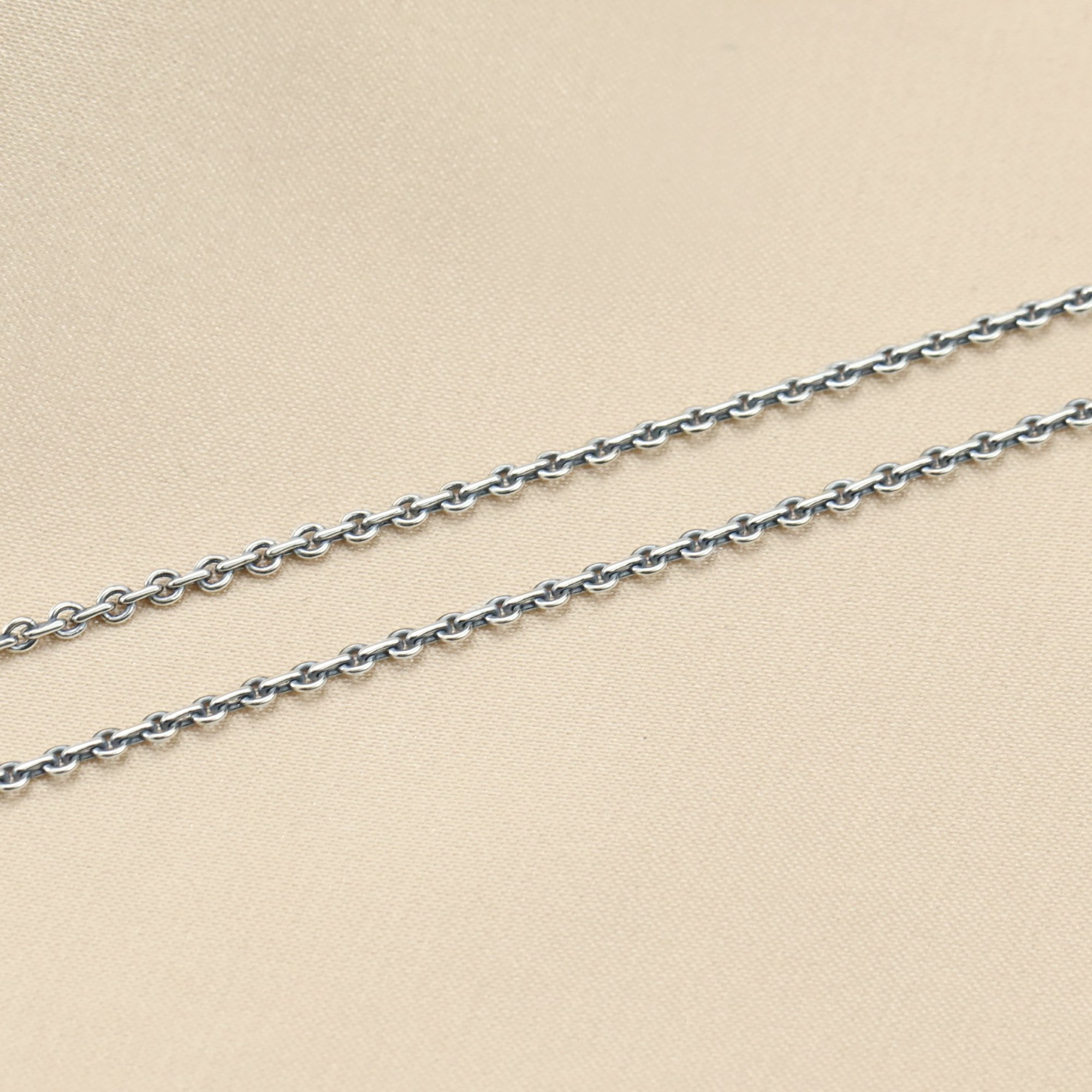 2MM Round Cable Necklace Chain Antiqued Solid 925 Sterling Silver Necklace DIY Jewelry Supplies 1320022 - Click Image to Close