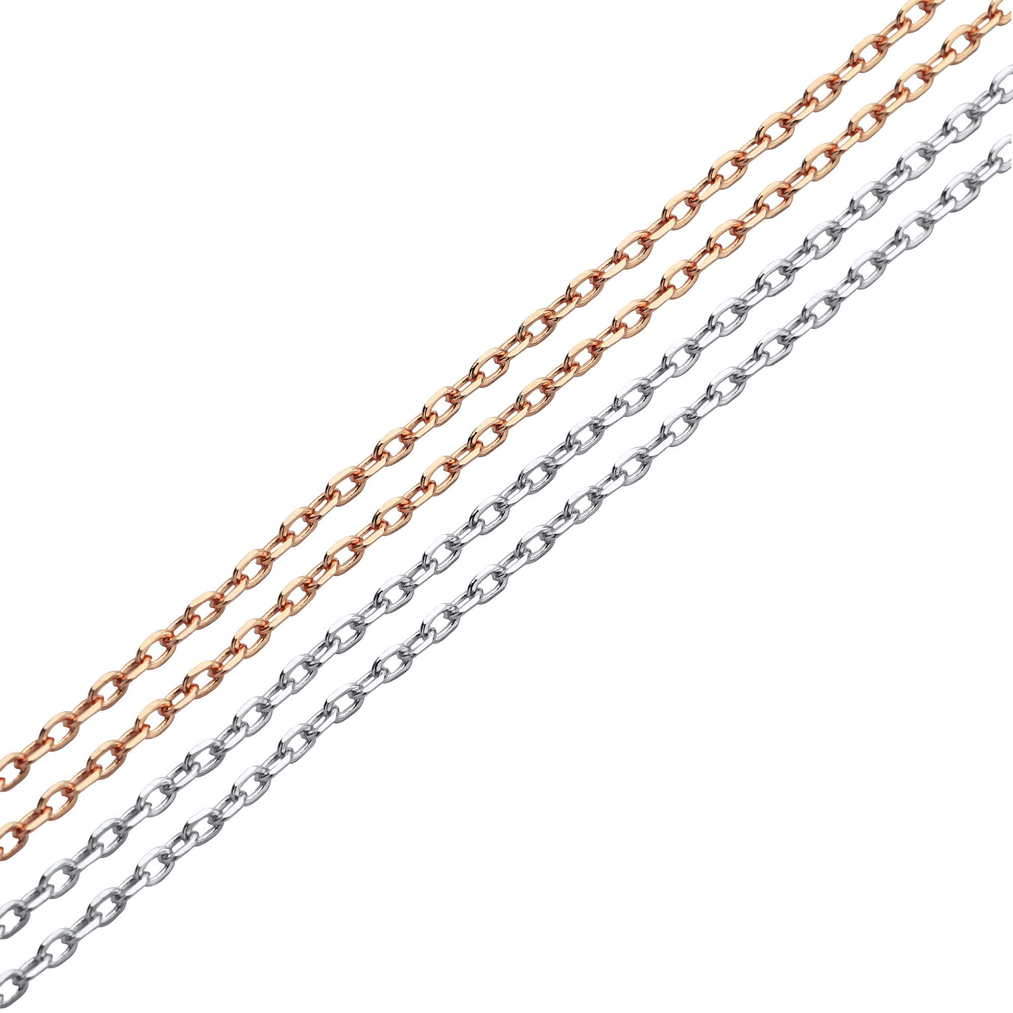 Simple Cable Oval Chain Necklace,Solid 925 Sterling Solid Silver Rose Gold Plated Necklace Chain,Oval Link O Chain 16Inches with 2 Inch Extension Chain 1320028 - Click Image to Close