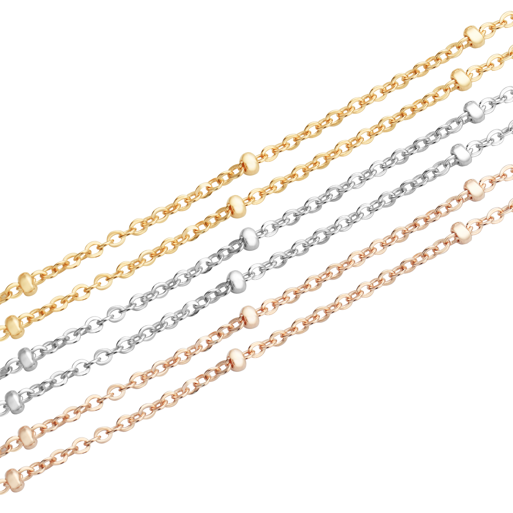 Cable 2MM Beads Chain Necklace,Solid 925 Solid Sterling Silver Rose Gold Plated Necklace Chain,Simple O Chain 16Inches with 2 Inch Extension Chain 1320029 - Click Image to Close