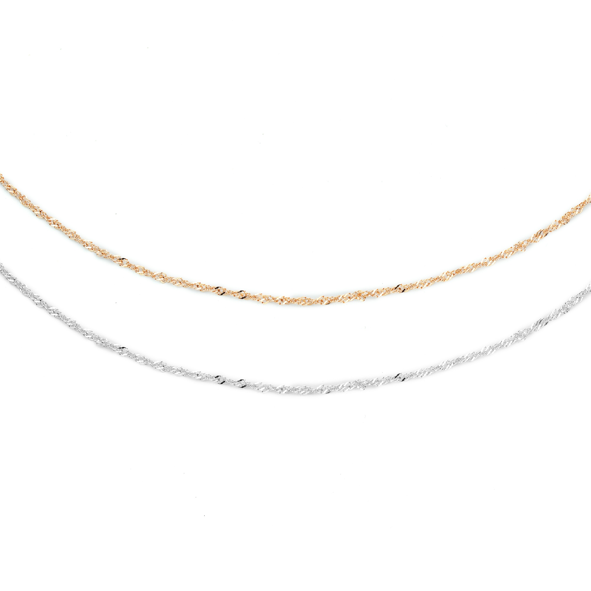 1.9MM Twisted Chain,Solid 925 Sterling Silver Rose Gold Plated Necklace Chain,Simple Chain 16Inches with 2 Inch Extension Chain 1320037 - Click Image to Close