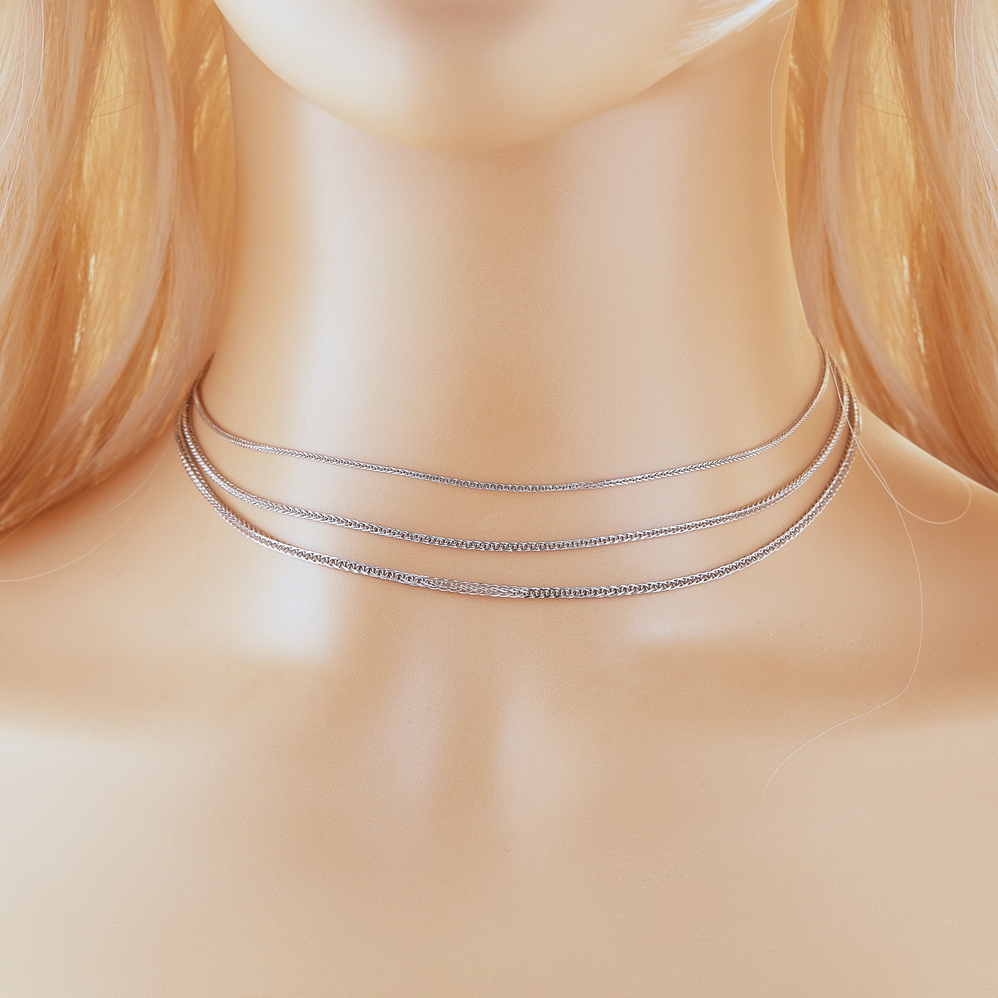 1PCS Chopin Chain Necklace,Solid 925 Sterling Silver Necklace,White Gold Plated Necklace Chian,DIY Simple Necklace Chain 1320038 - Click Image to Close