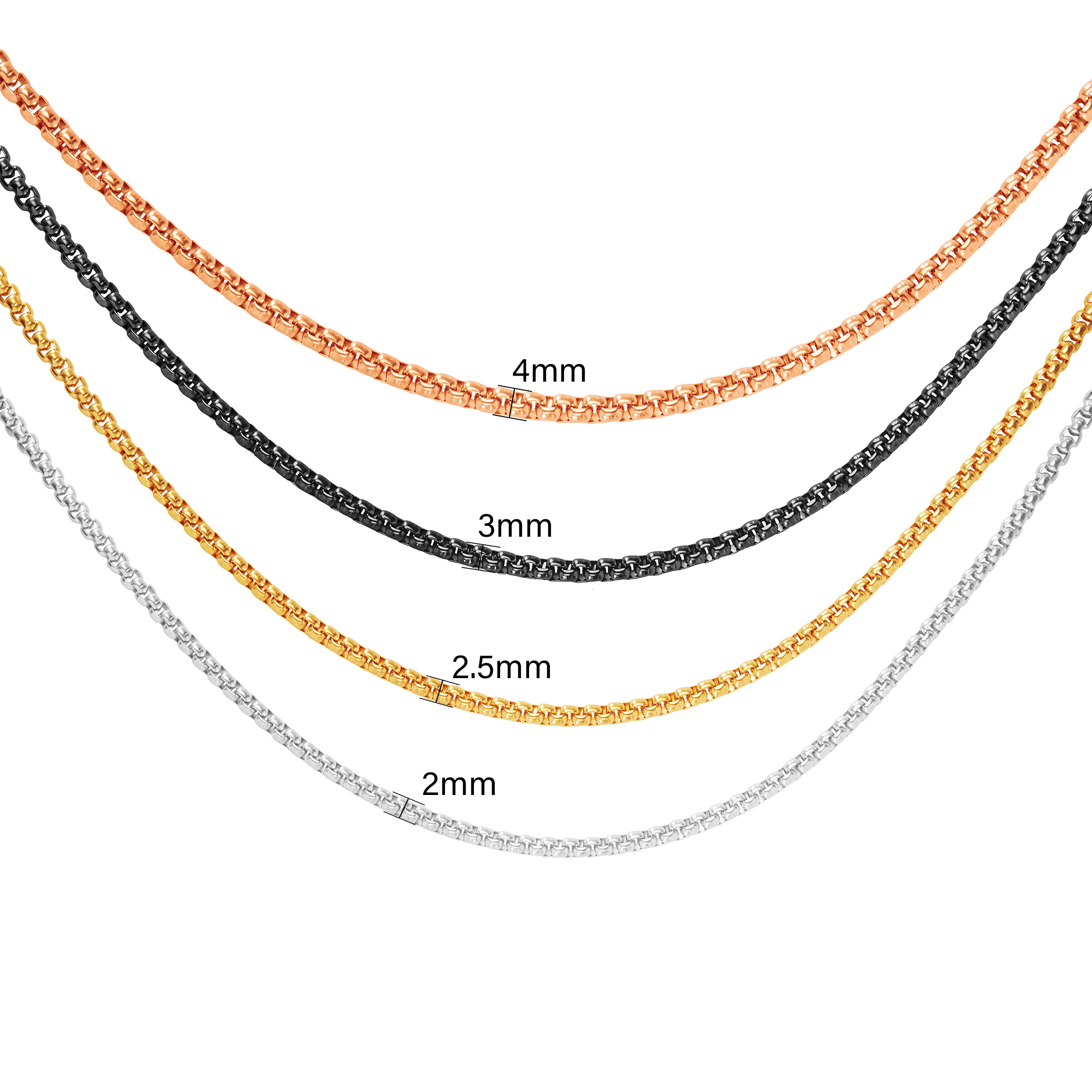 Simple Stainless Steel Box Chain Necklace,Silver Black Rose Gold Box Chain Necklace,Minimalist Box Chain,DIY Chain Necklace Supplies 1320049 - Click Image to Close